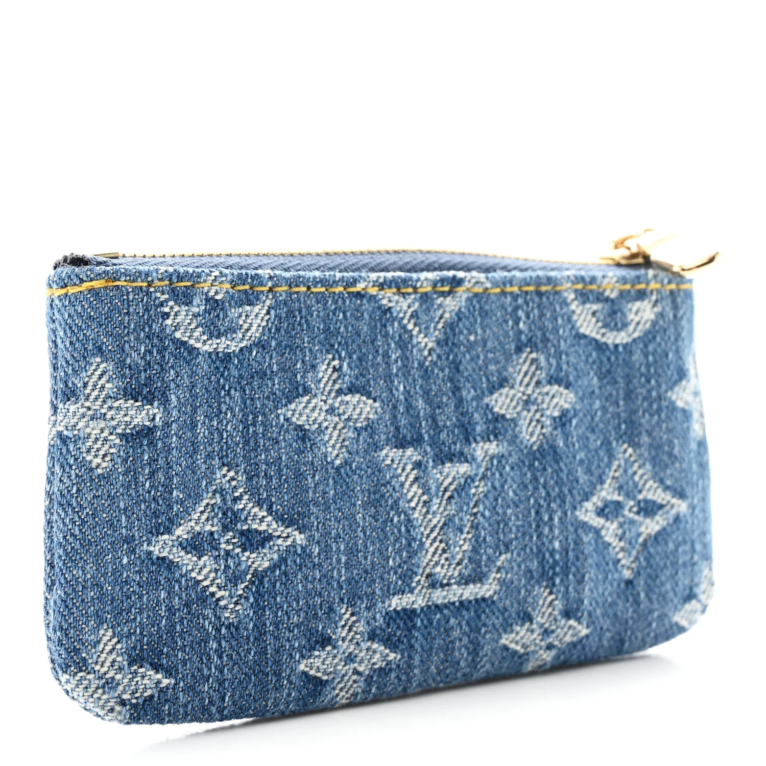 LV X TM Monogram Denim Cerises Key Pouch Blue - Image 3