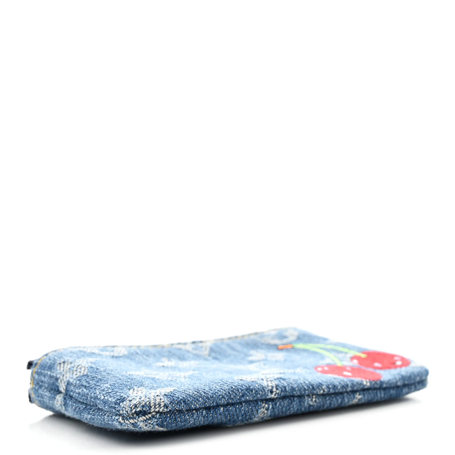 LV X TM Monogram Denim Cerises Key Pouch Blue - Image 4