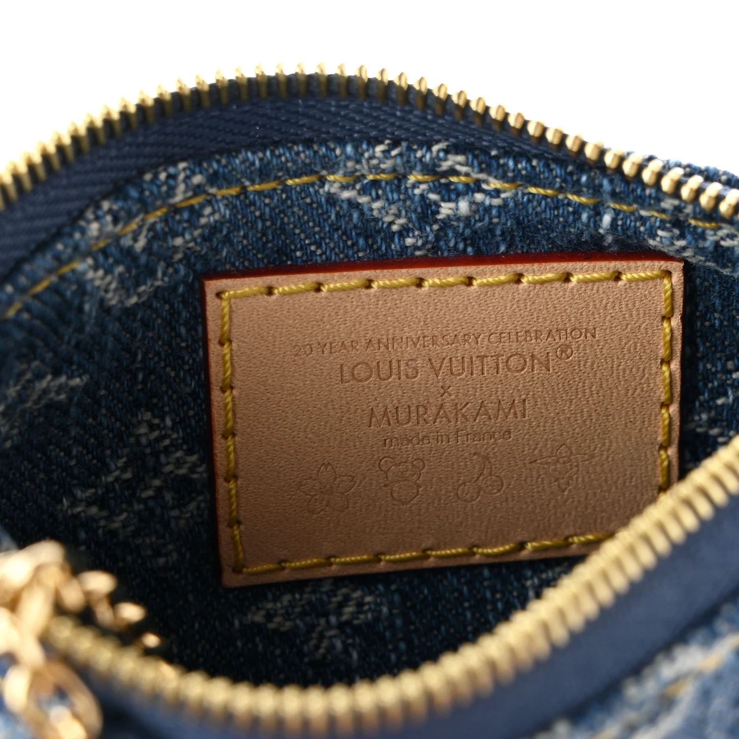 LV X TM Monogram Denim Cerises Key Pouch Blue - Image 6