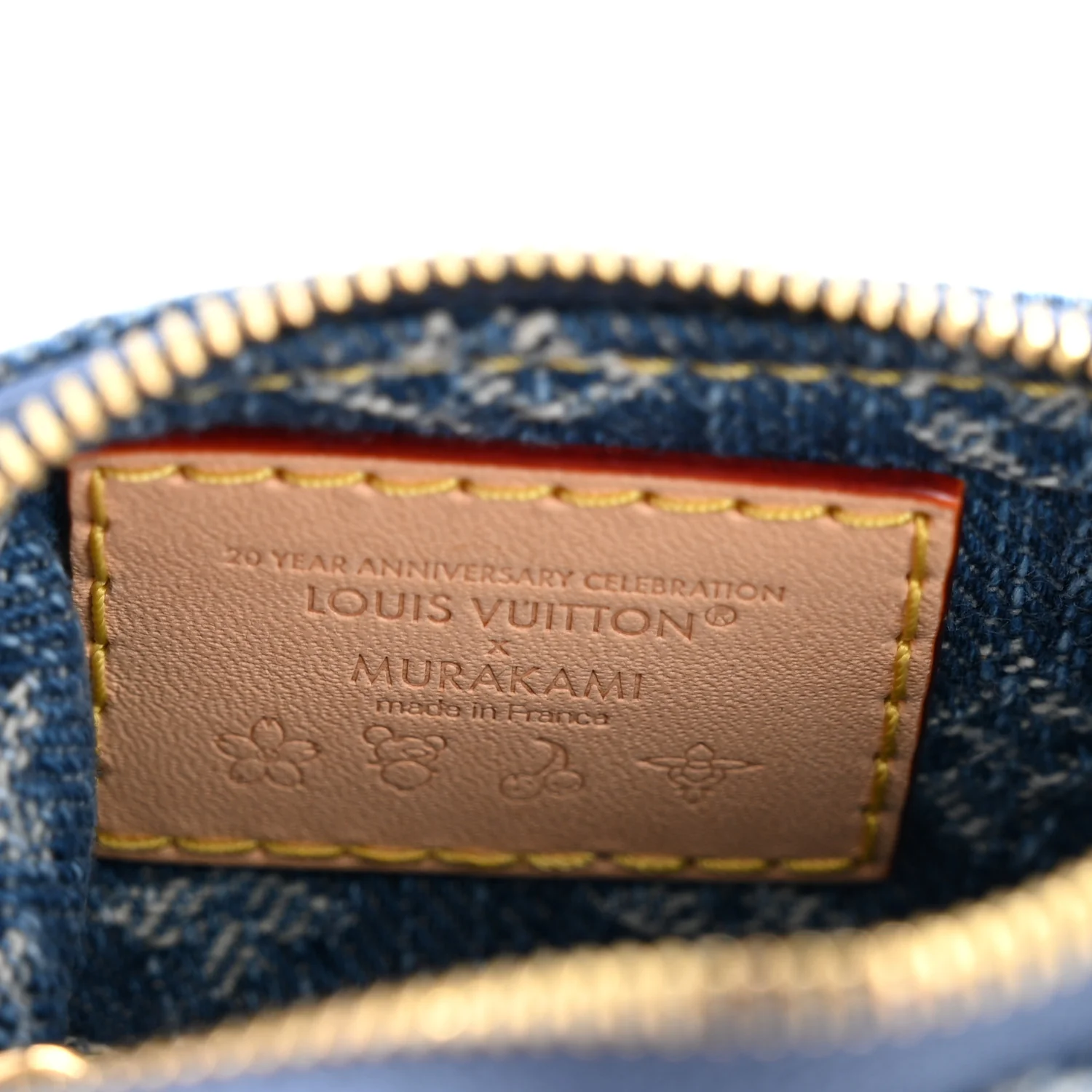 LV X TM Monogram Denim Cerises Key Pouch Blue - Image 6