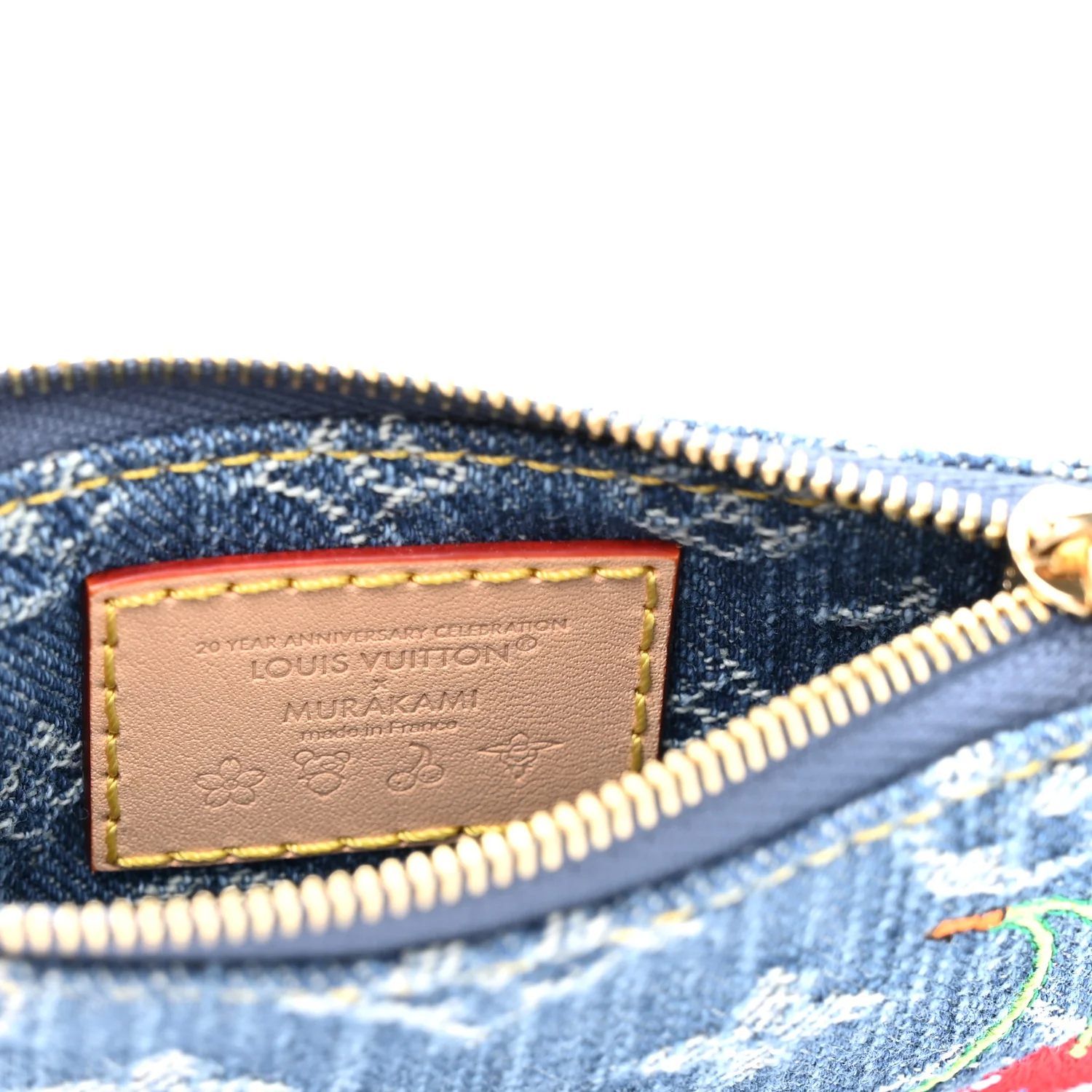 LV X TM Monogram Denim Cerises Key Pouch Blue - Image 6
