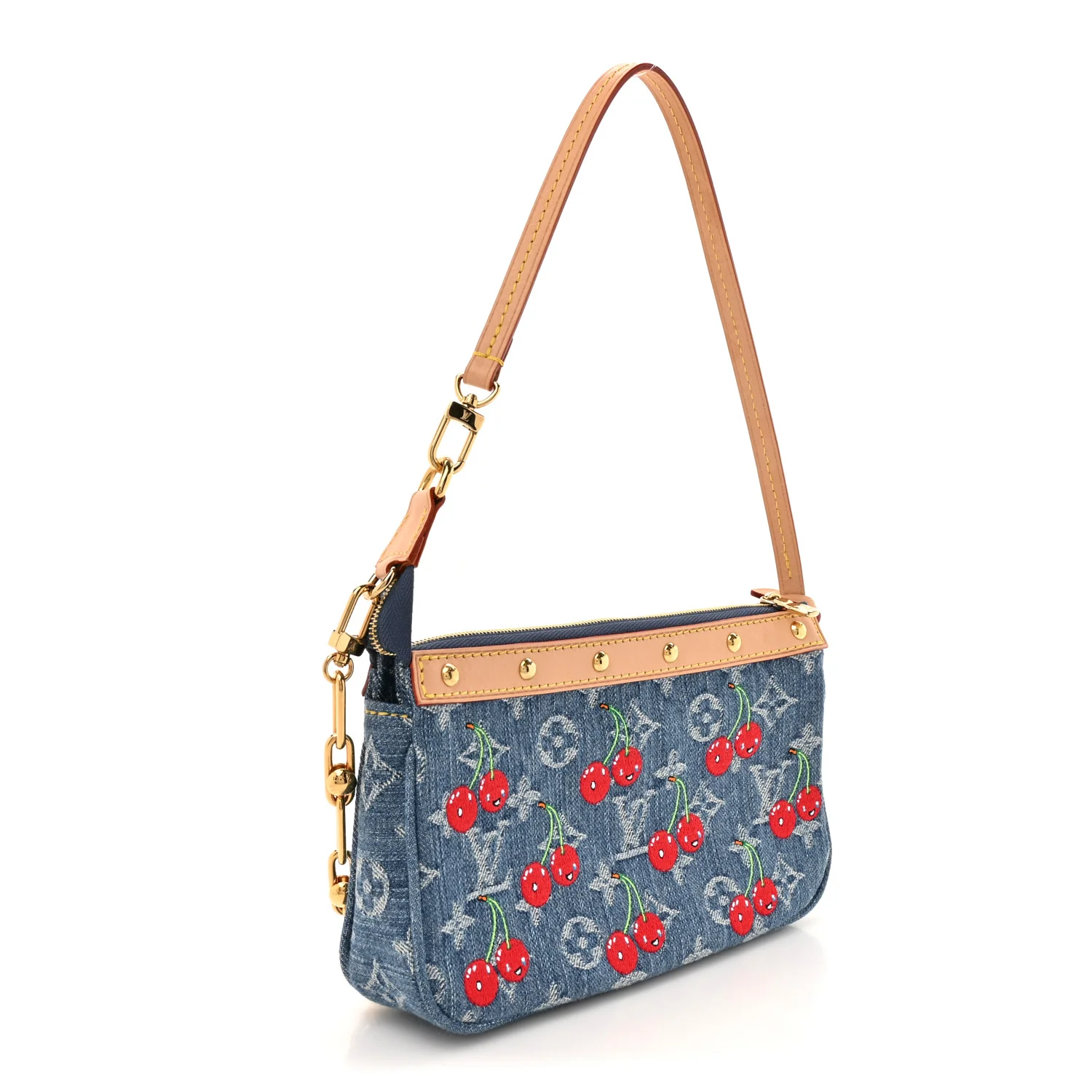 LV X TM Monogram Denim Cerises Pochette Accessories Blue - Image 3