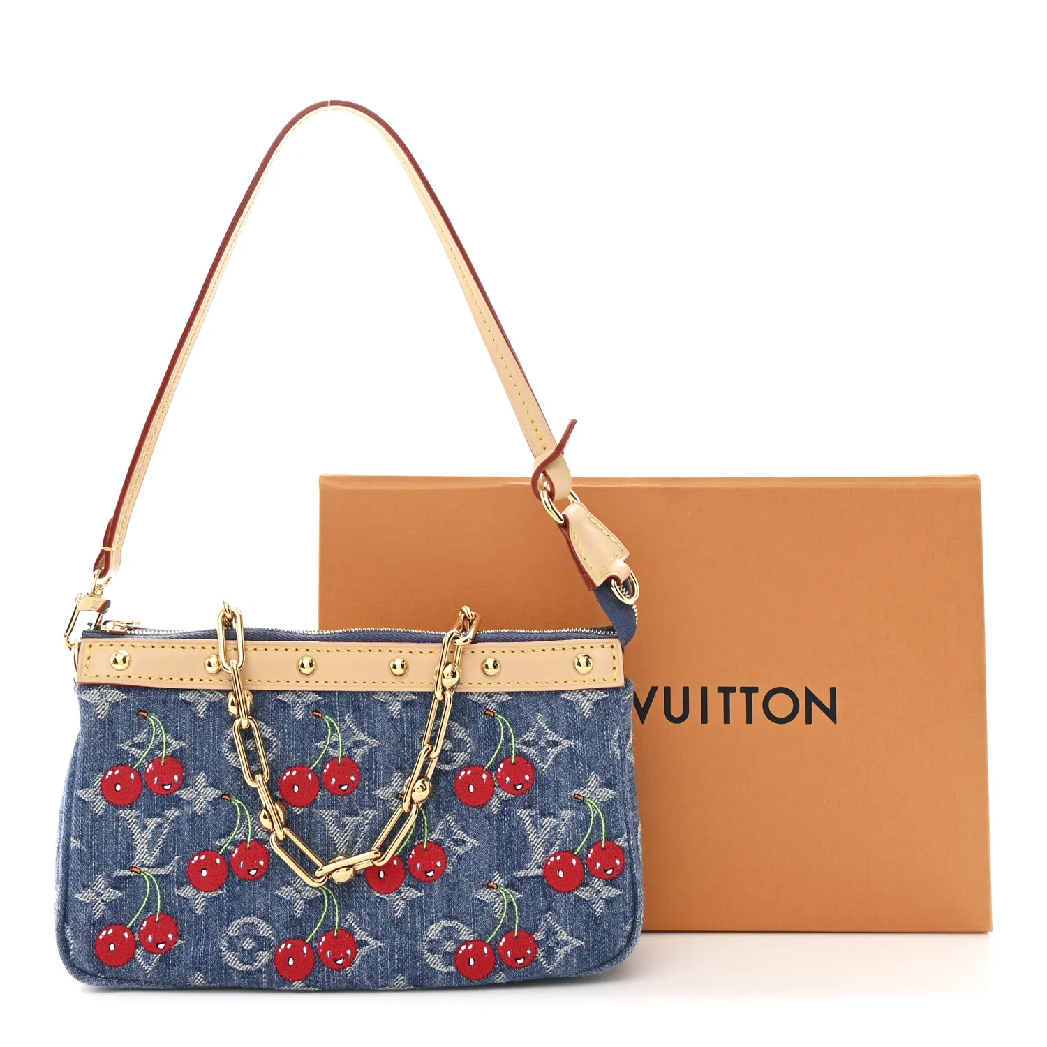 LV X TM Monogram Denim Cerises Pochette Accessories Blue - Image 11
