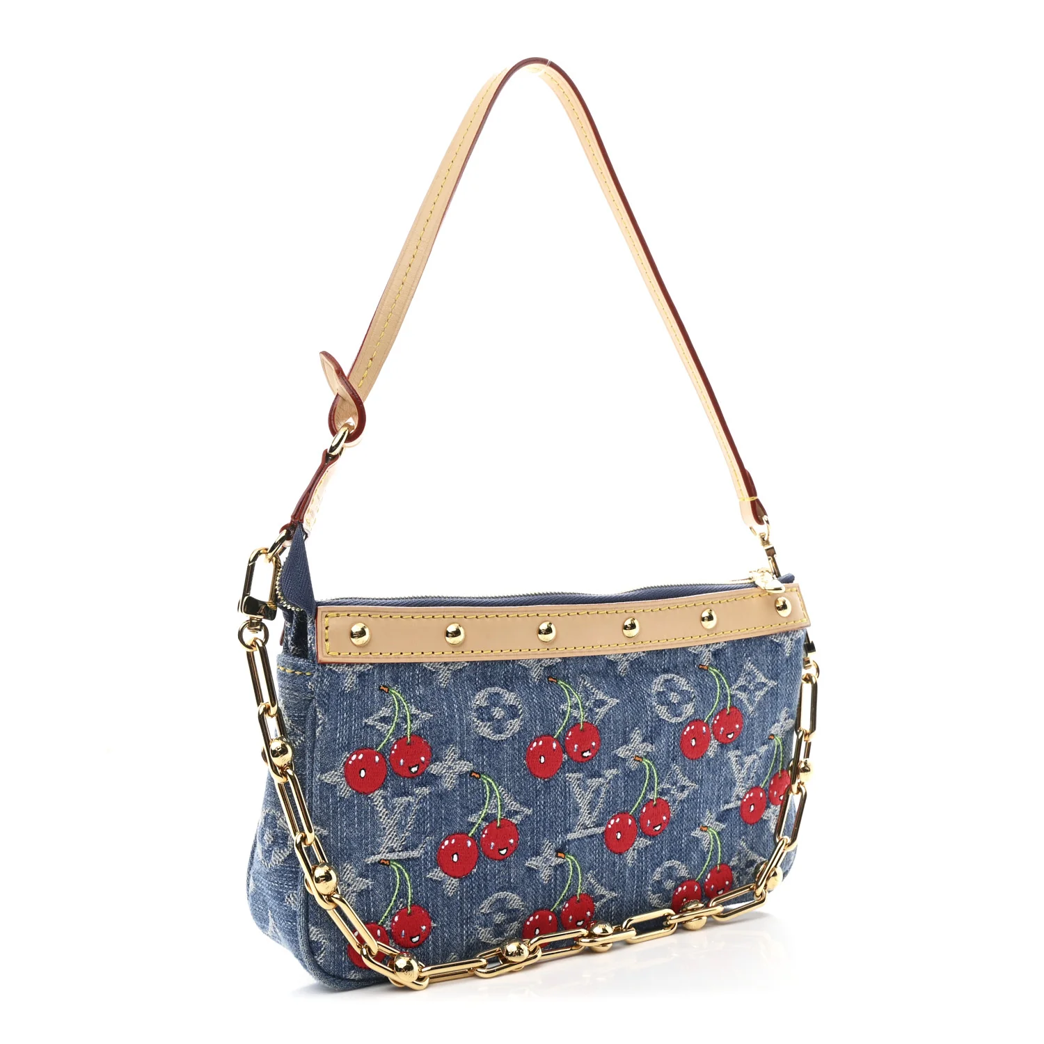 LV X TM Monogram Denim Cerises Pochette Accessories Blue - Image 3