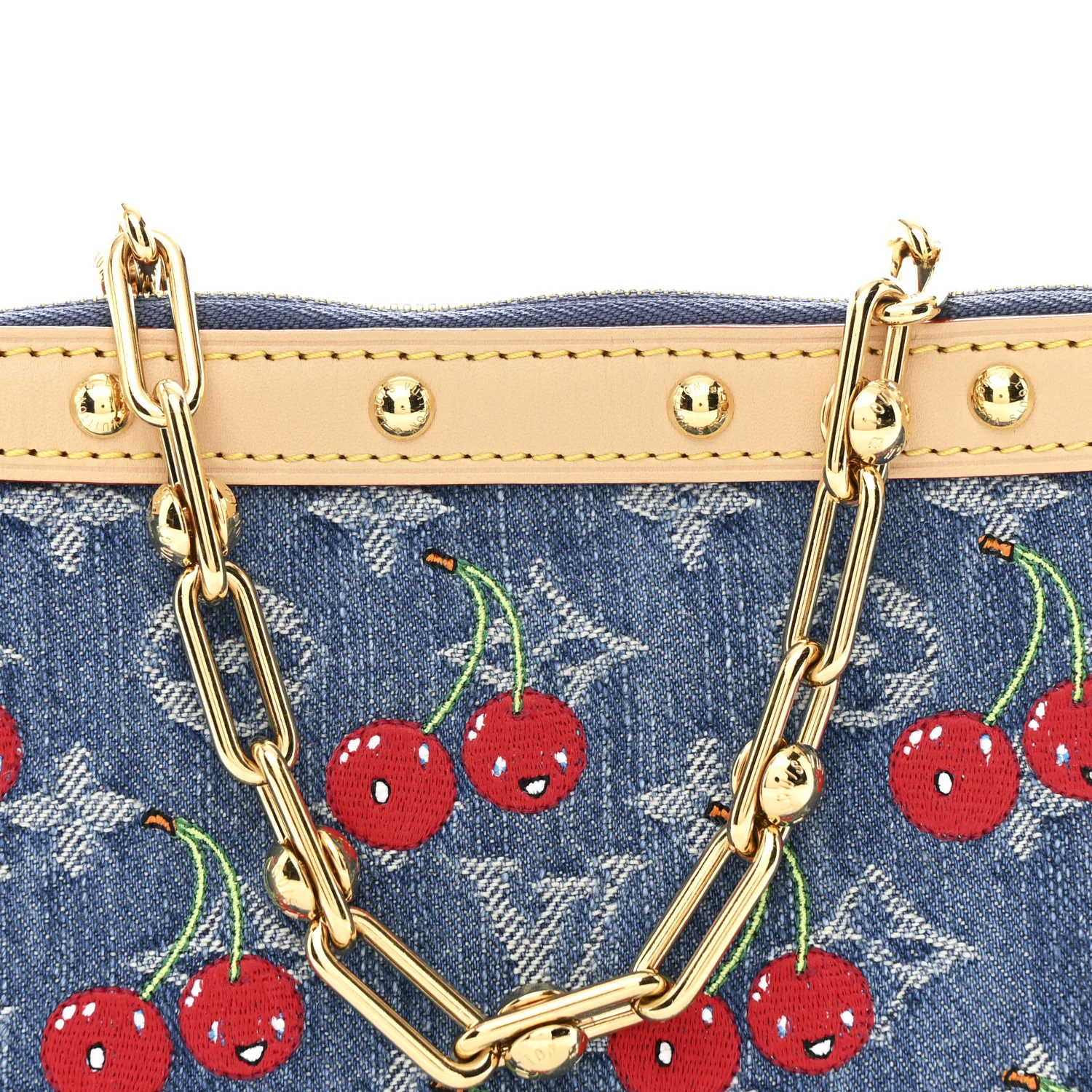 LV X TM Monogram Denim Cerises Pochette Accessories Blue - Image 8