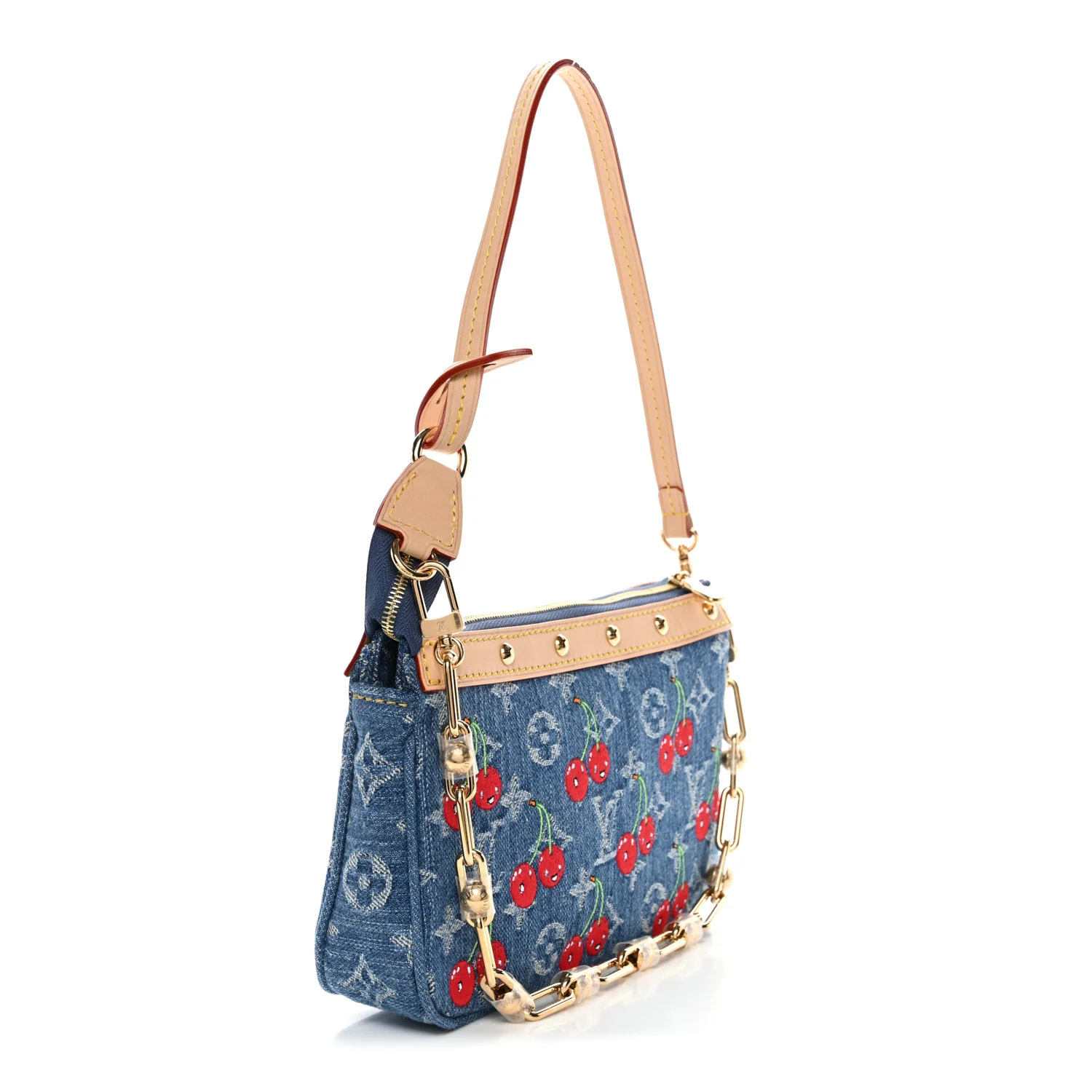 LV X TM Monogram Denim Cerises Pochette Accessories Blue - Image 3