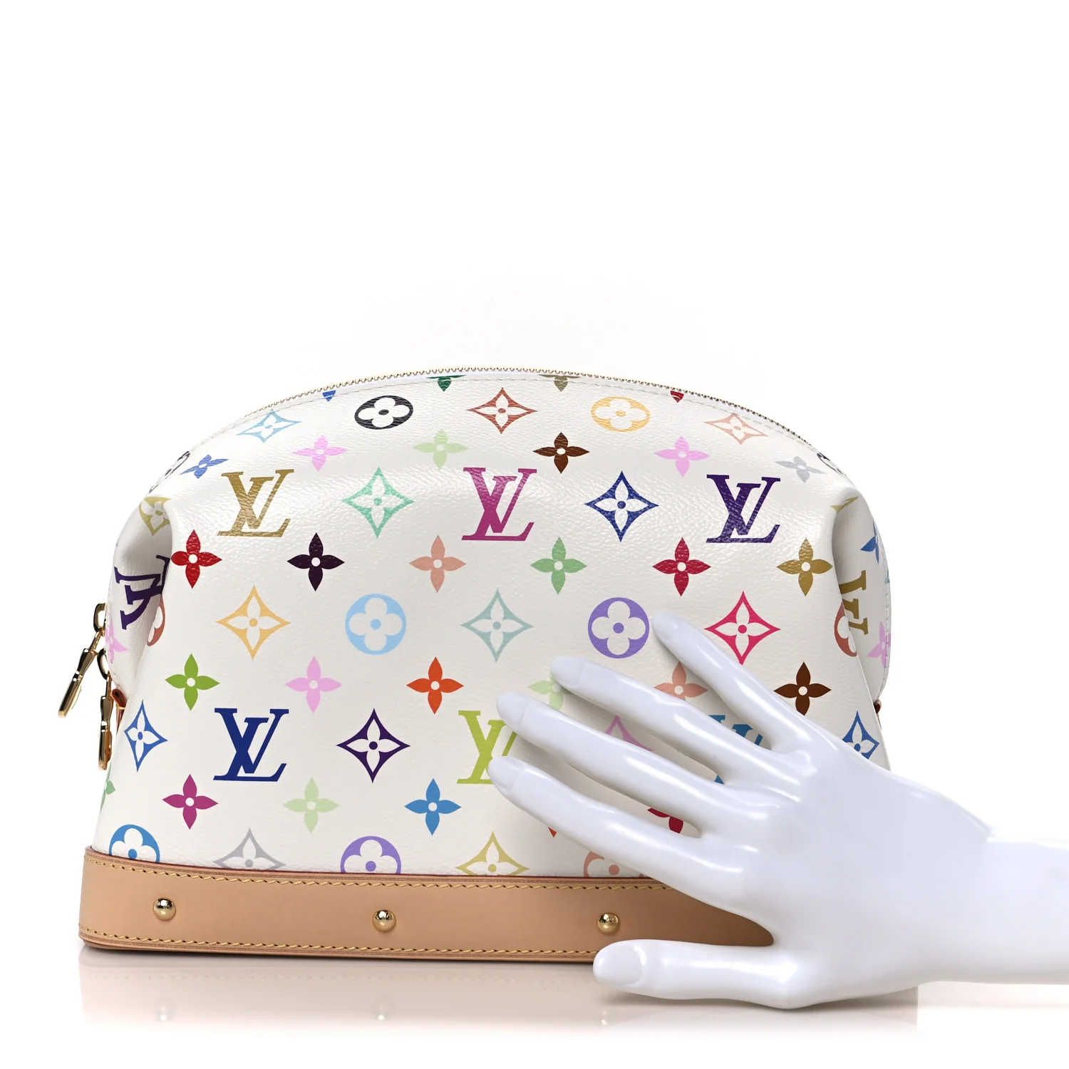 LV x TM Monogram Multicolor Cosmetic Pouch GM White - Image 2