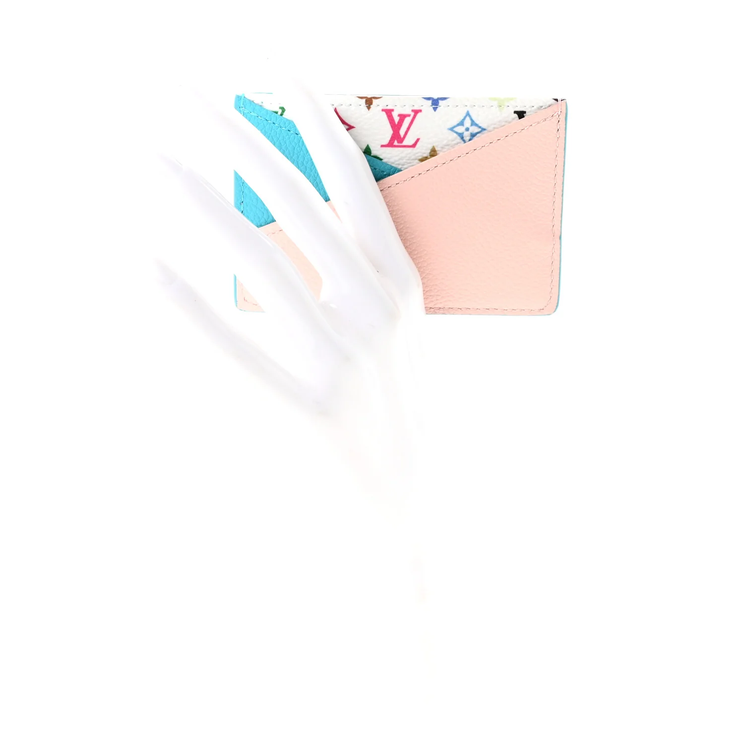LV X TM Monogram Multicolor Criss-Cross Card Holder Kabira Blue Rose - Image 2