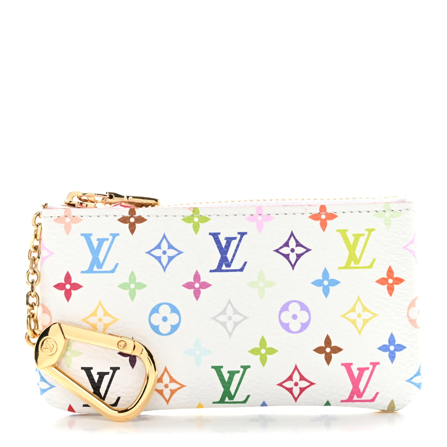 LV X TM Monogram Multicolor Key Pouch White