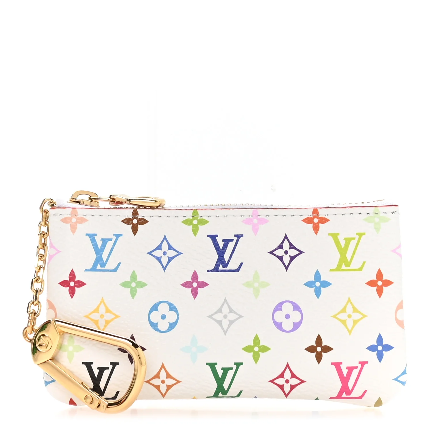 LV X TM Monogram Multicolor Key Pouch White