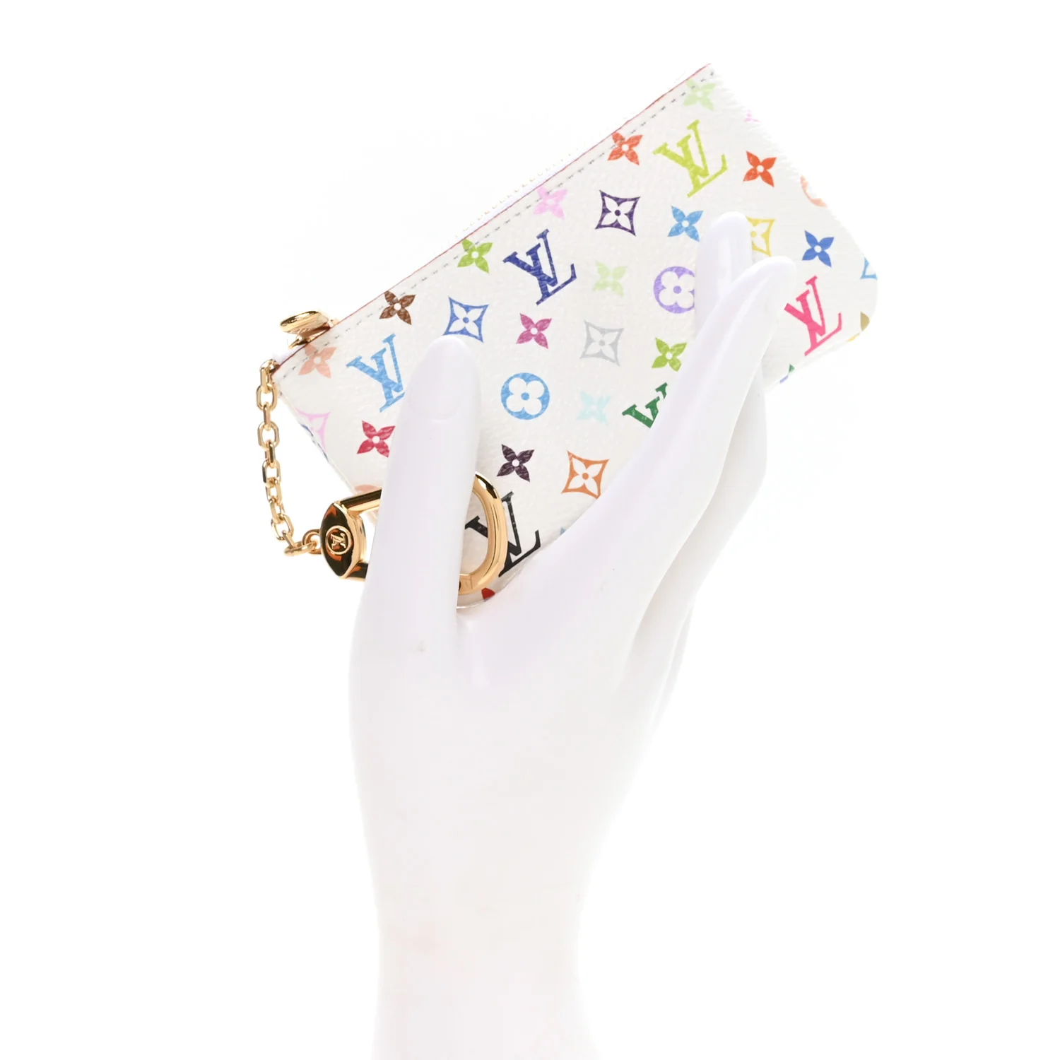 LV X TM Monogram Multicolor Key Pouch White - Image 2