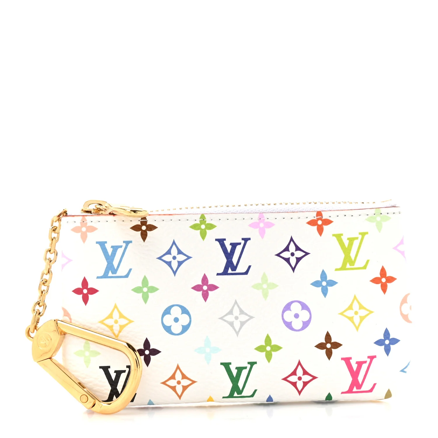 LV X TM Monogram Multicolor Key Pouch White
