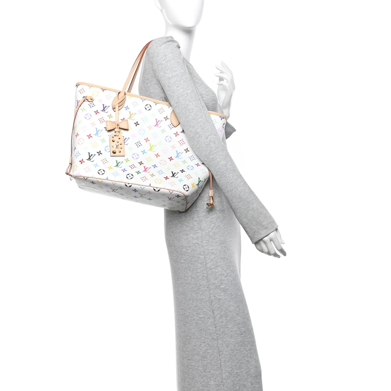 LV X TM Monogram Multicolor Neverfull MM White - Image 2