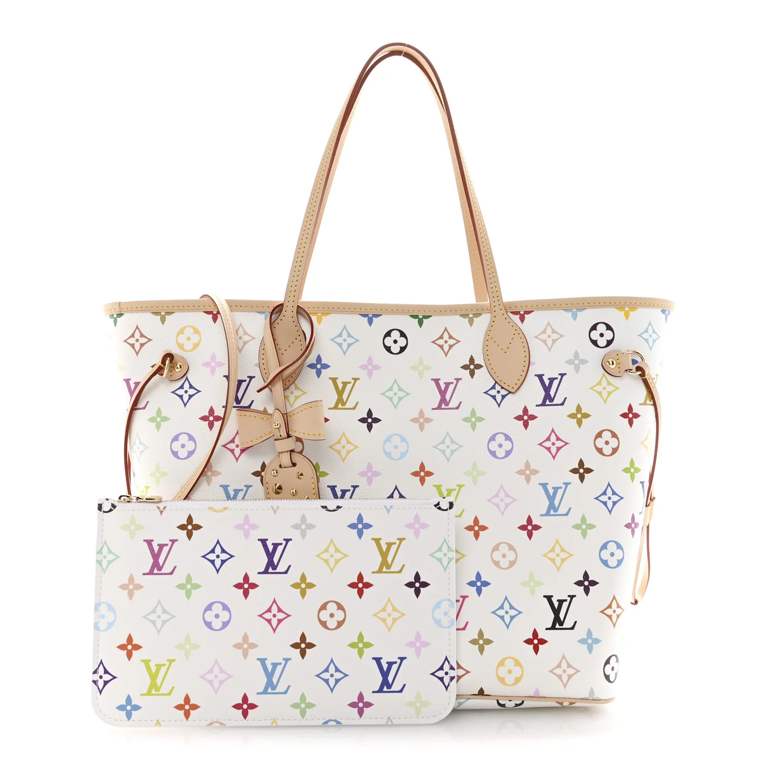LV x TM Monogram Multicolor Neverfull MM White - Image 3