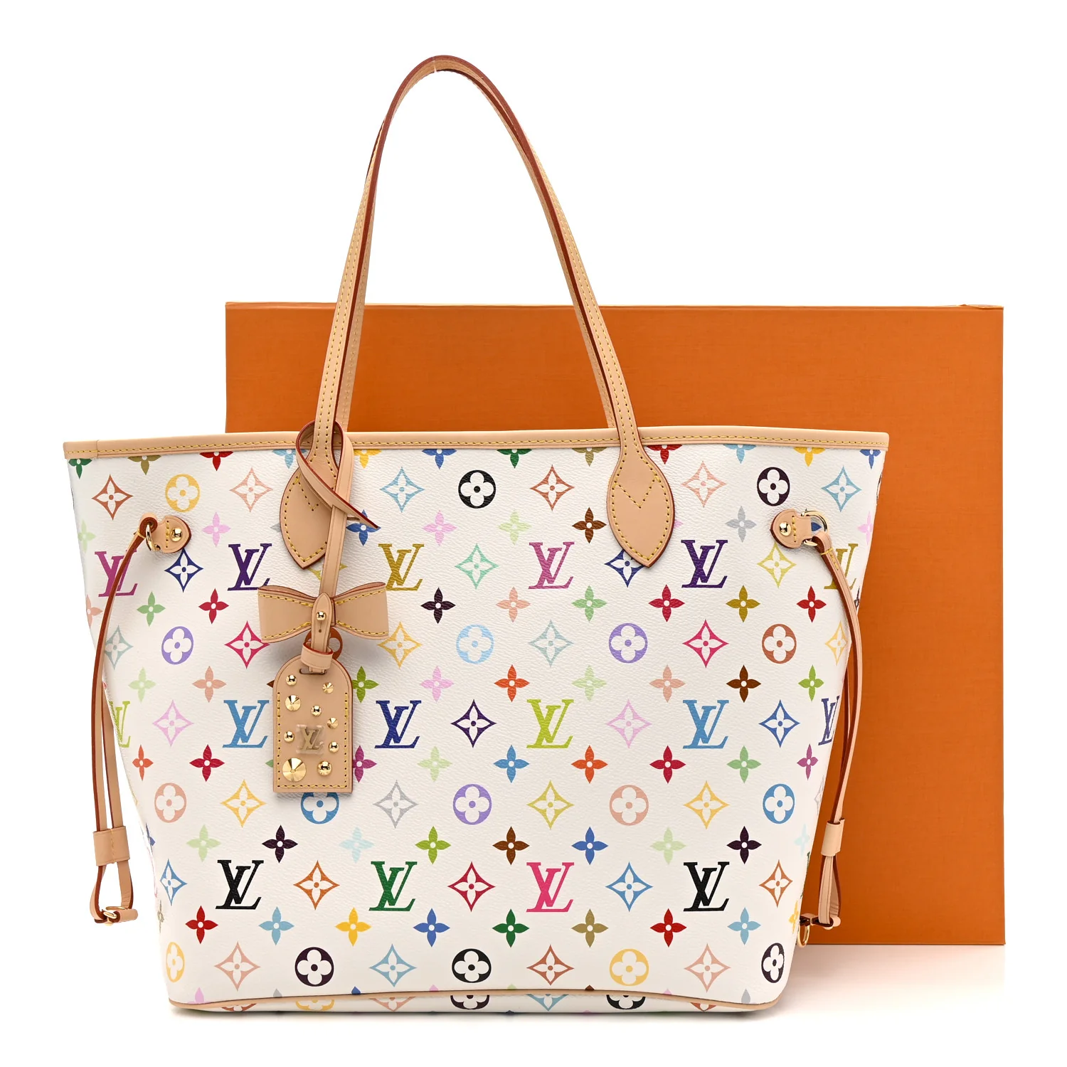 LV X TM Monogram Multicolor Neverfull MM White - Image 11