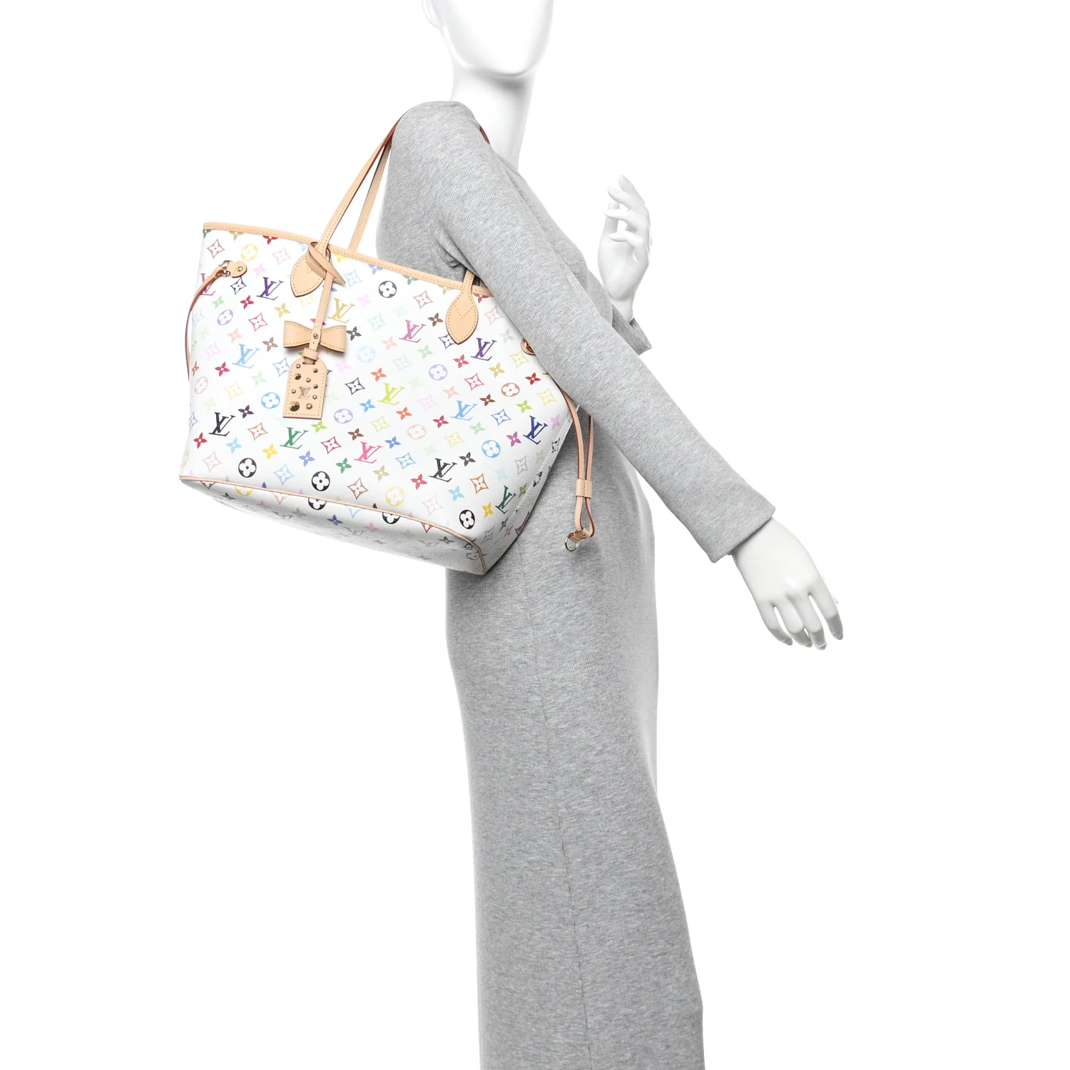 LV X TM Monogram Multicolor Neverfull MM White - Image 2