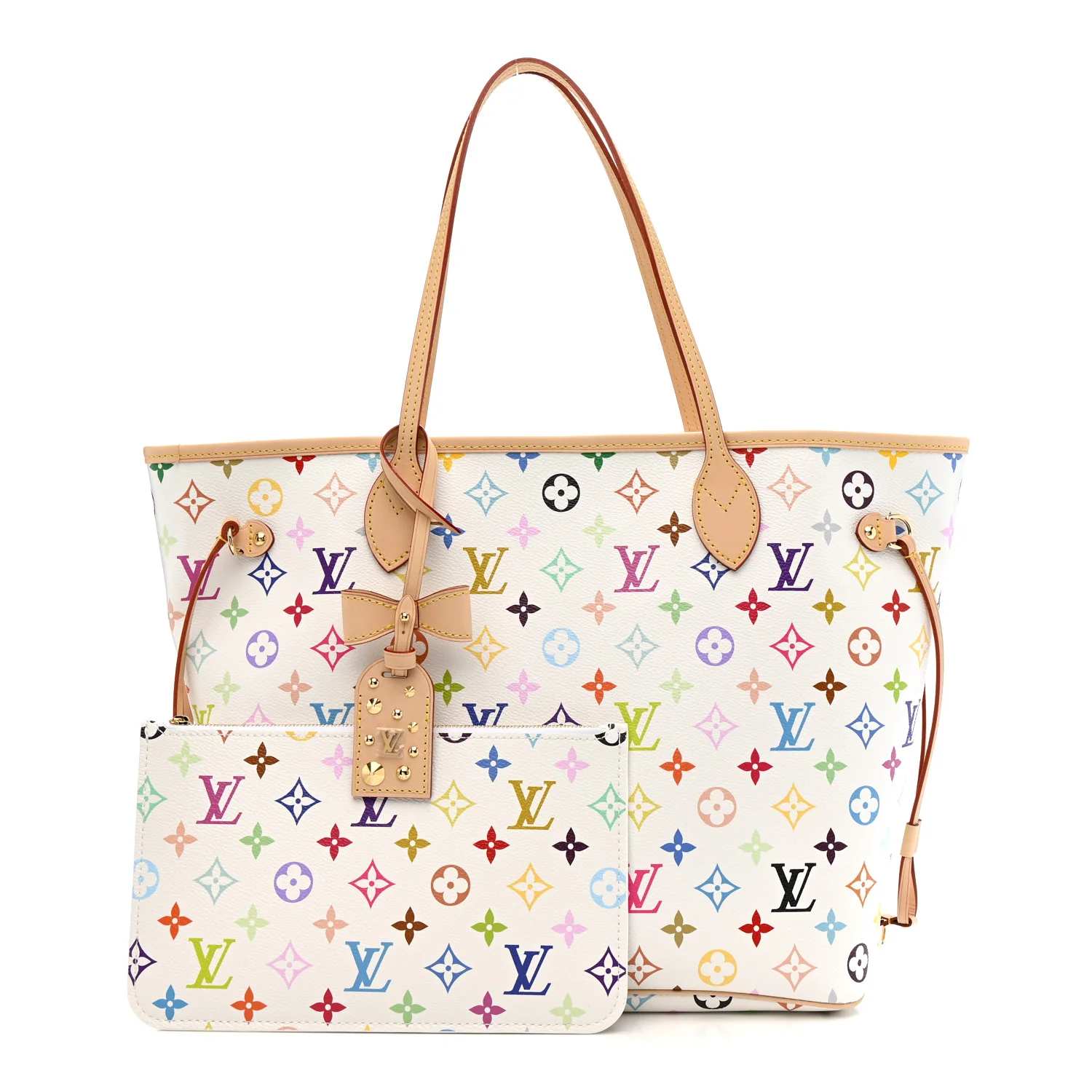 LV X TM Monogram Multicolor Neverfull MM White - Image 3