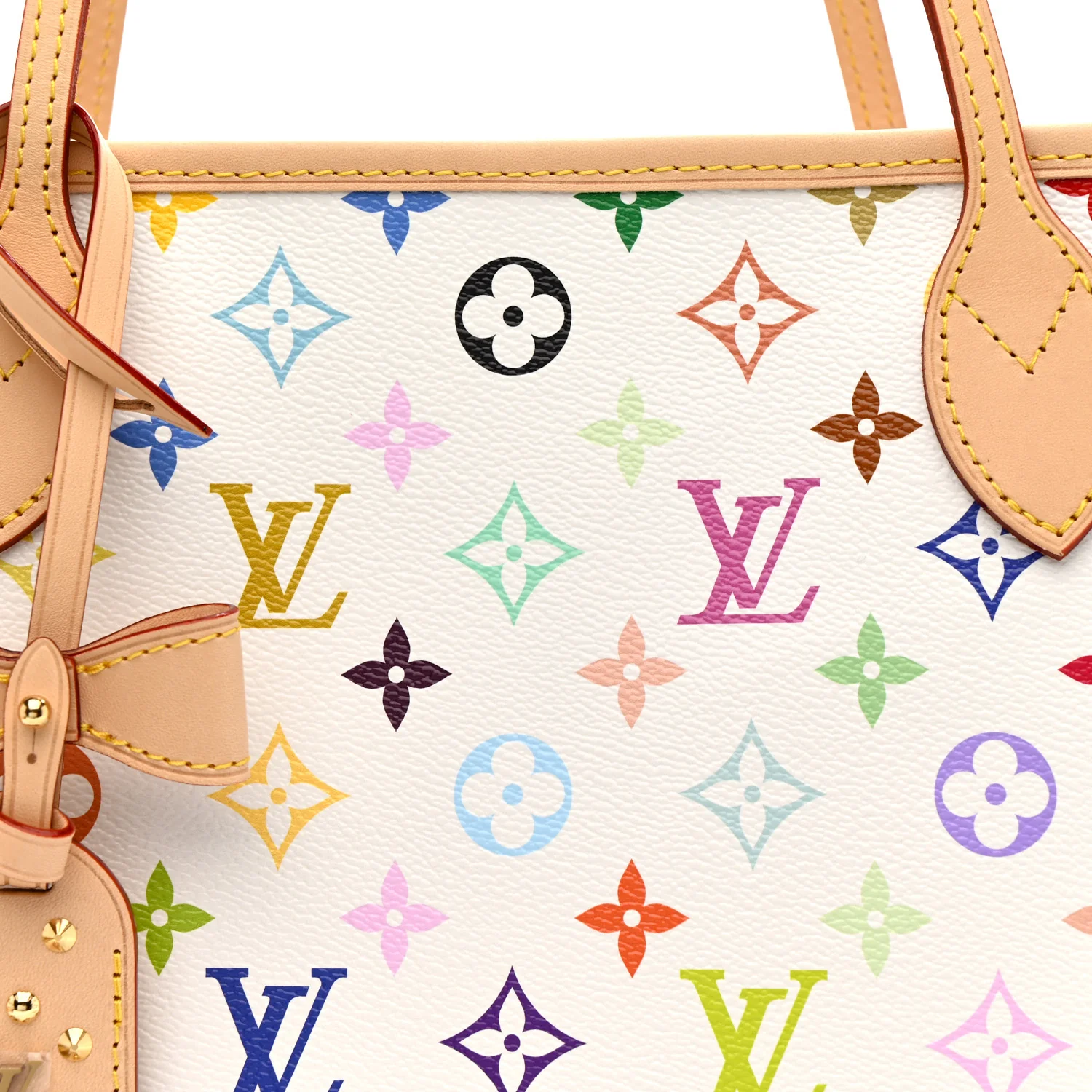LV X TM Monogram Multicolor Neverfull MM White - Image 8