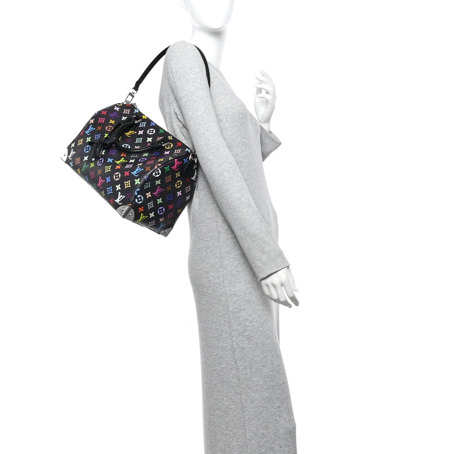 LV X TM Monogram Multicolor Speedy Soft 30 Black - Image 2