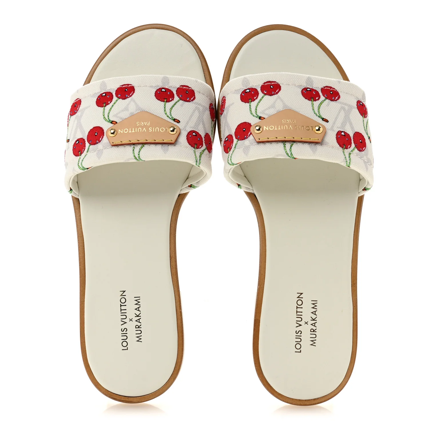 LV x TM Raffia Monogram Cerises Lily Flat Mule 36.5 White - Image 2