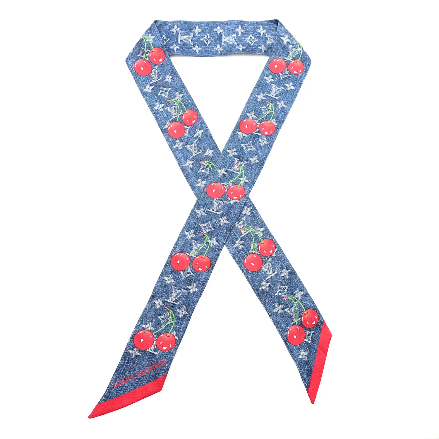 LV X TM Silk Monogram Cerises Bandeau Denim Blue