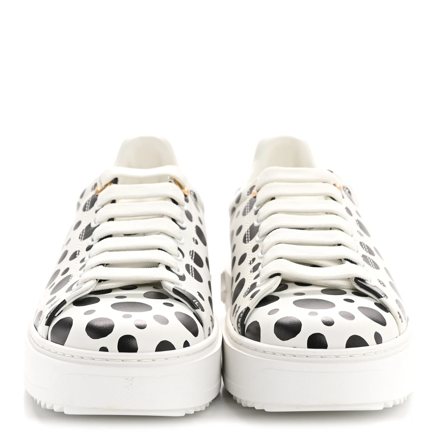 LV X YK Calfskin Printed Infinity Dots Time Out Sneakers 38 White - Image 3