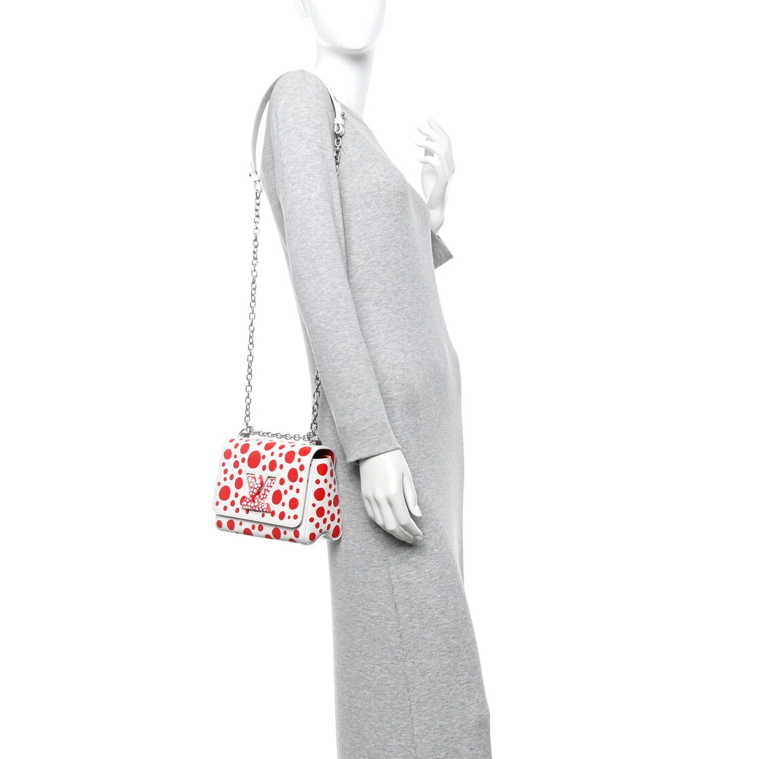 LV X YK Epi Infinity Dots Twist Shoulder Bag PM White Red - Image 2