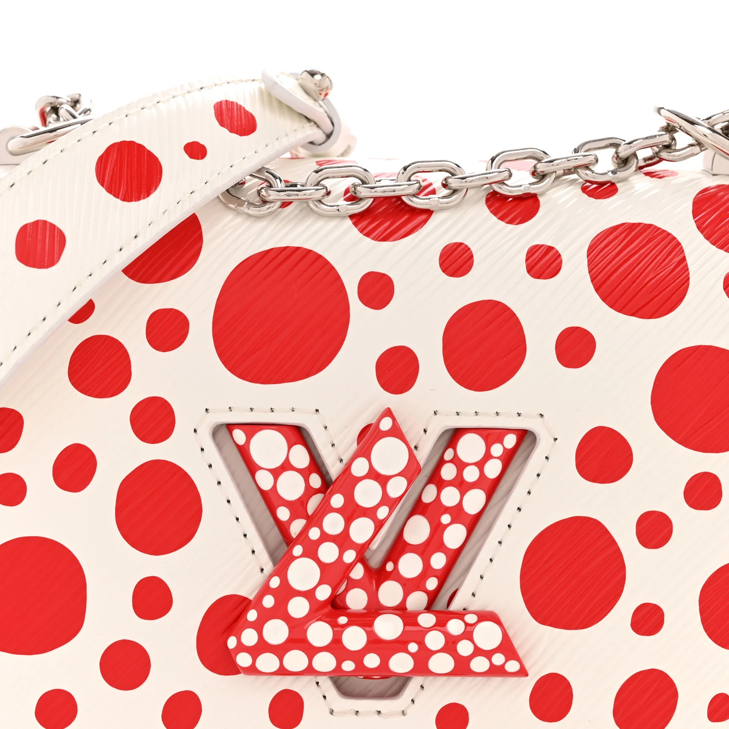 LV X YK Epi Infinity Dots Twist Shoulder Bag PM White Red - Image 9