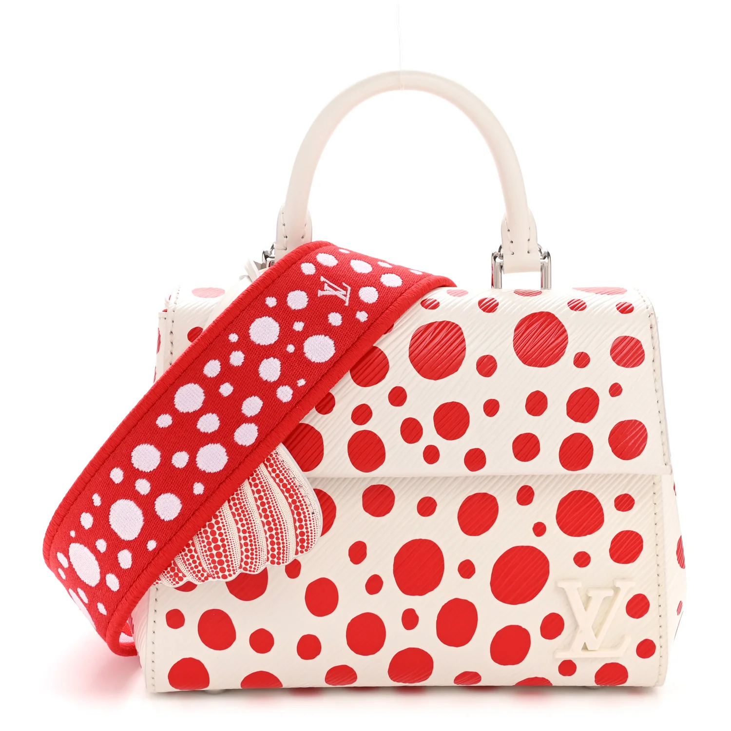 LV X YK Monogram Kusama Epi Cluny Mini White Red