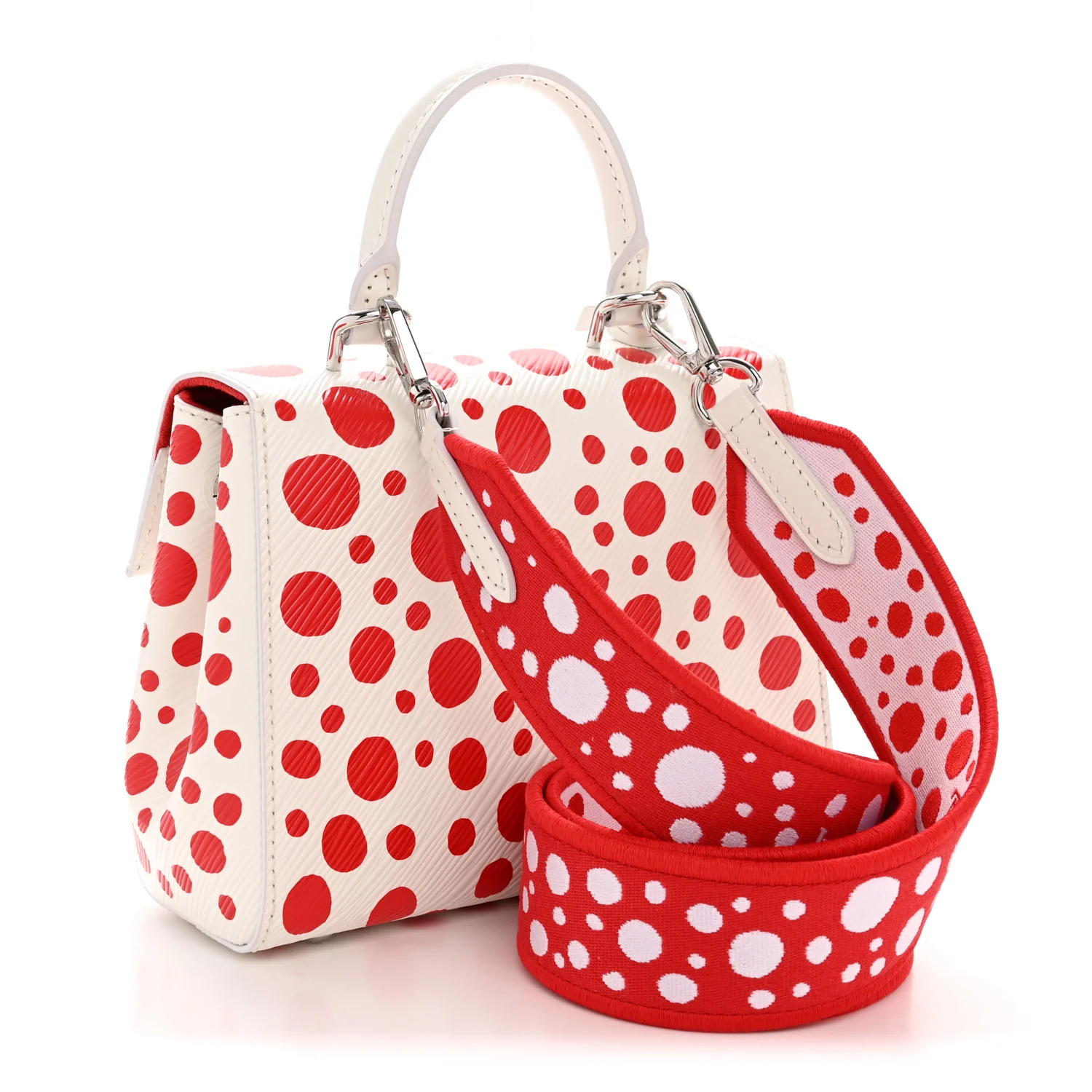 LV X YK Monogram Kusama Epi Cluny Mini White Red - Image 3