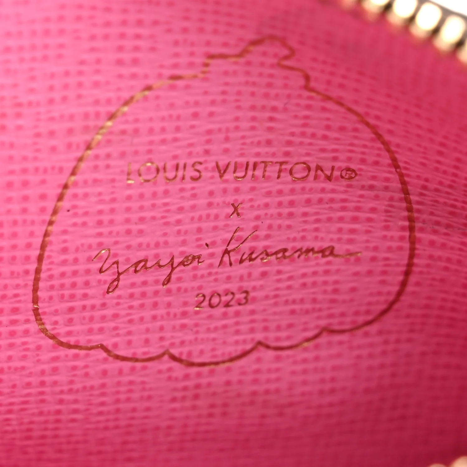 LV X YK Monogram Kusama Pumpkin Zipped Romy Card Holder - Image 6
