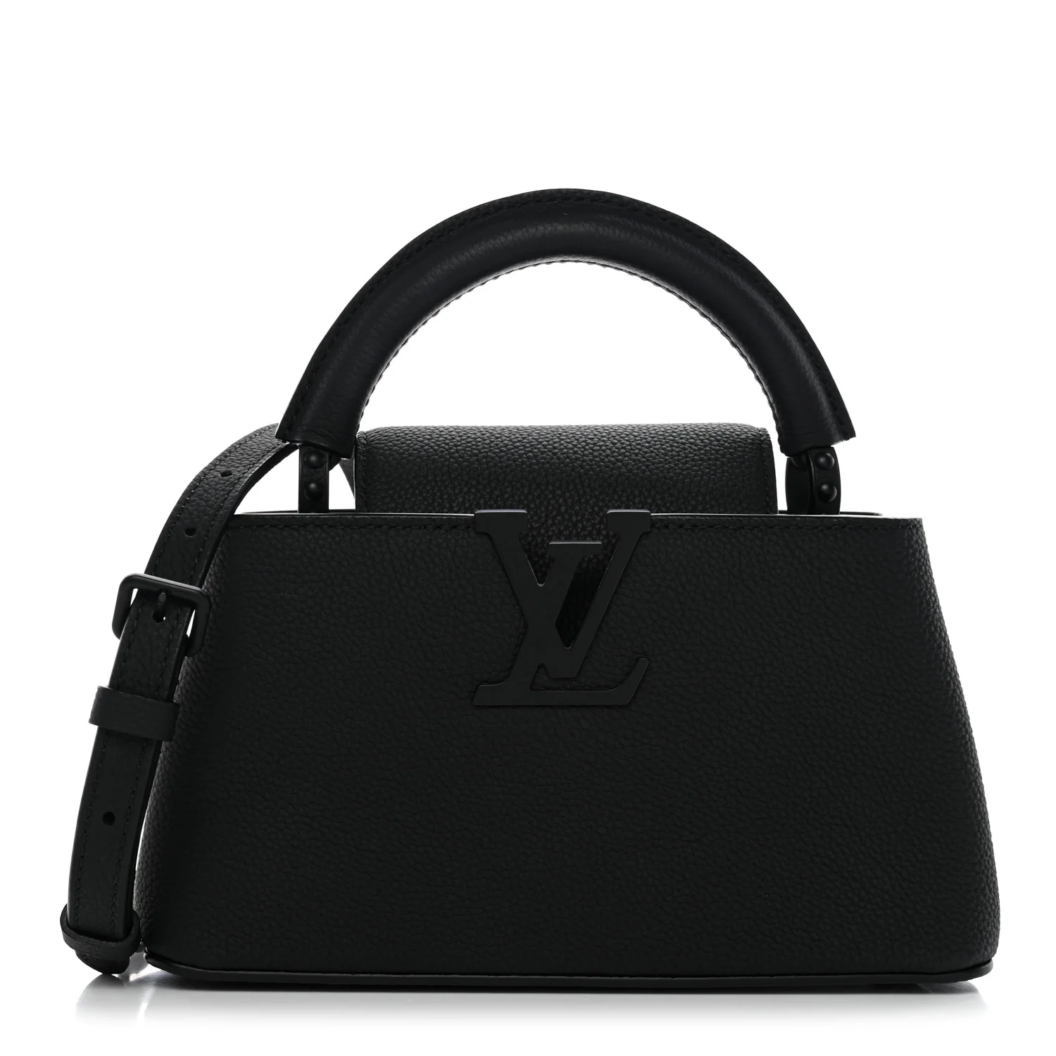 Matte Taurillon Capucines East West Mini All Black