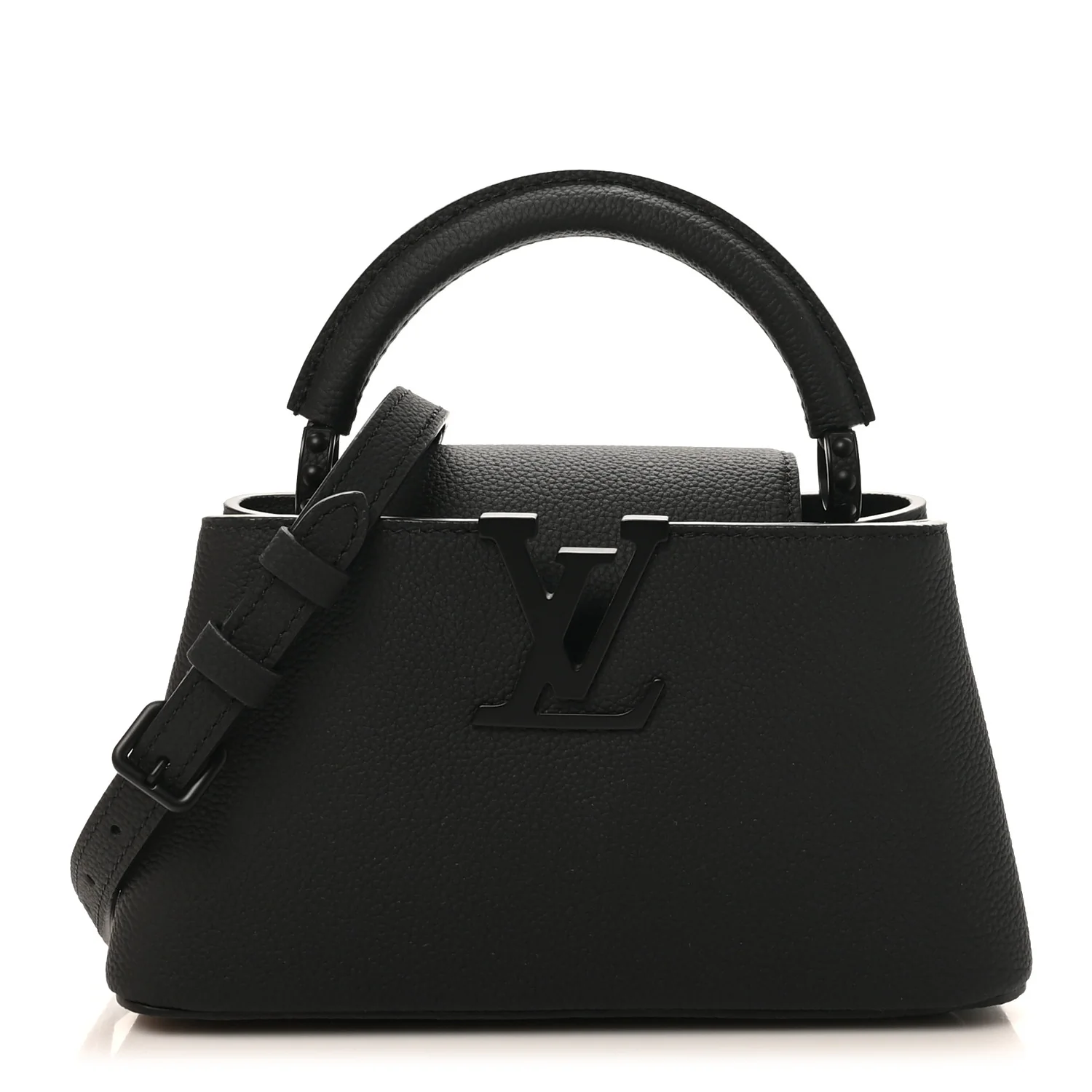 Matte Taurillon Capucines East West Mini All Black