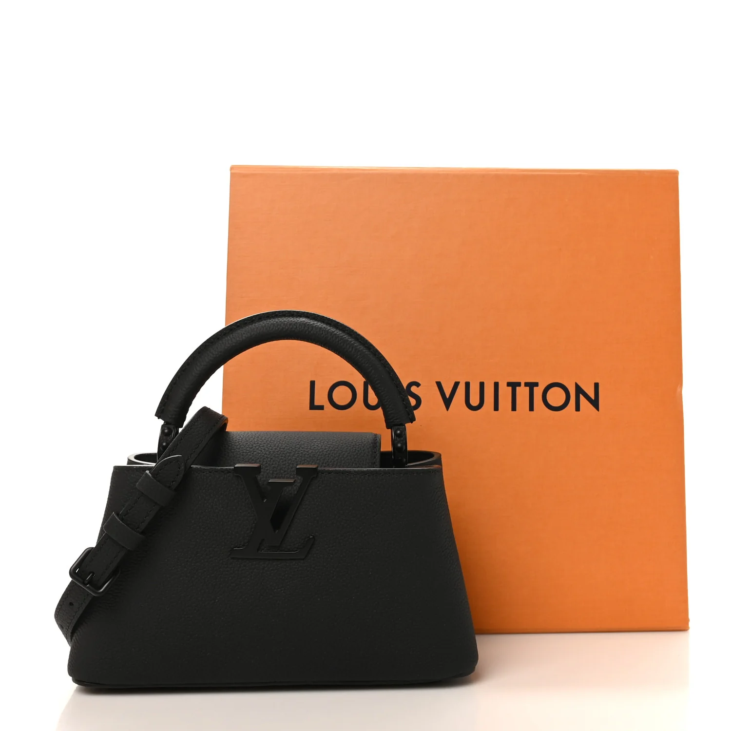 Matte Taurillon Capucines East West Mini All Black - Image 10