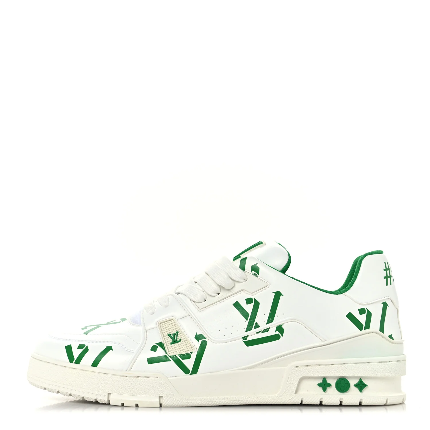 Mens LV Trainer Upcycling Sneakers 9 White Green