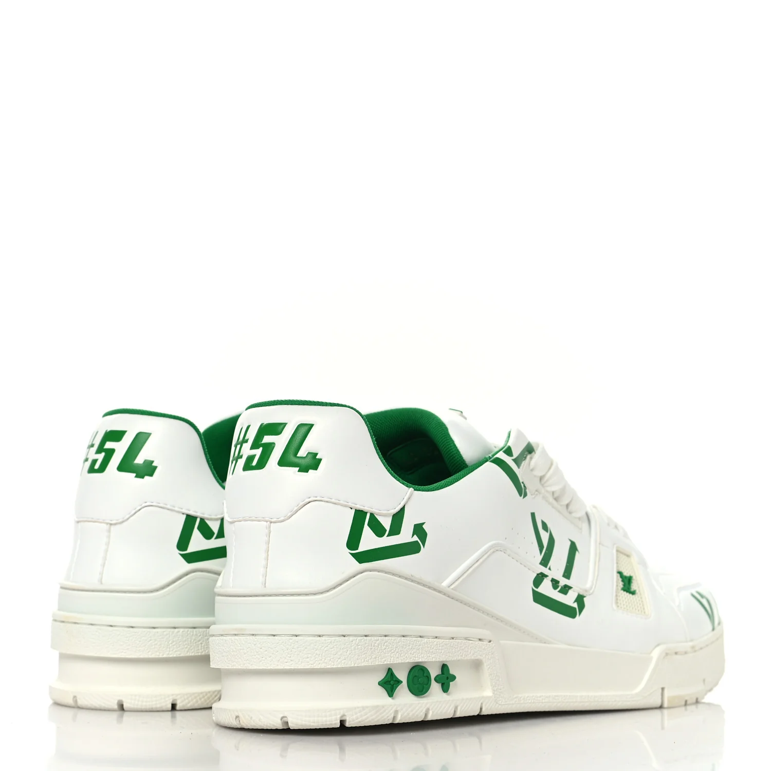 Mens LV Trainer Upcycling Sneakers 9 White Green - Image 5