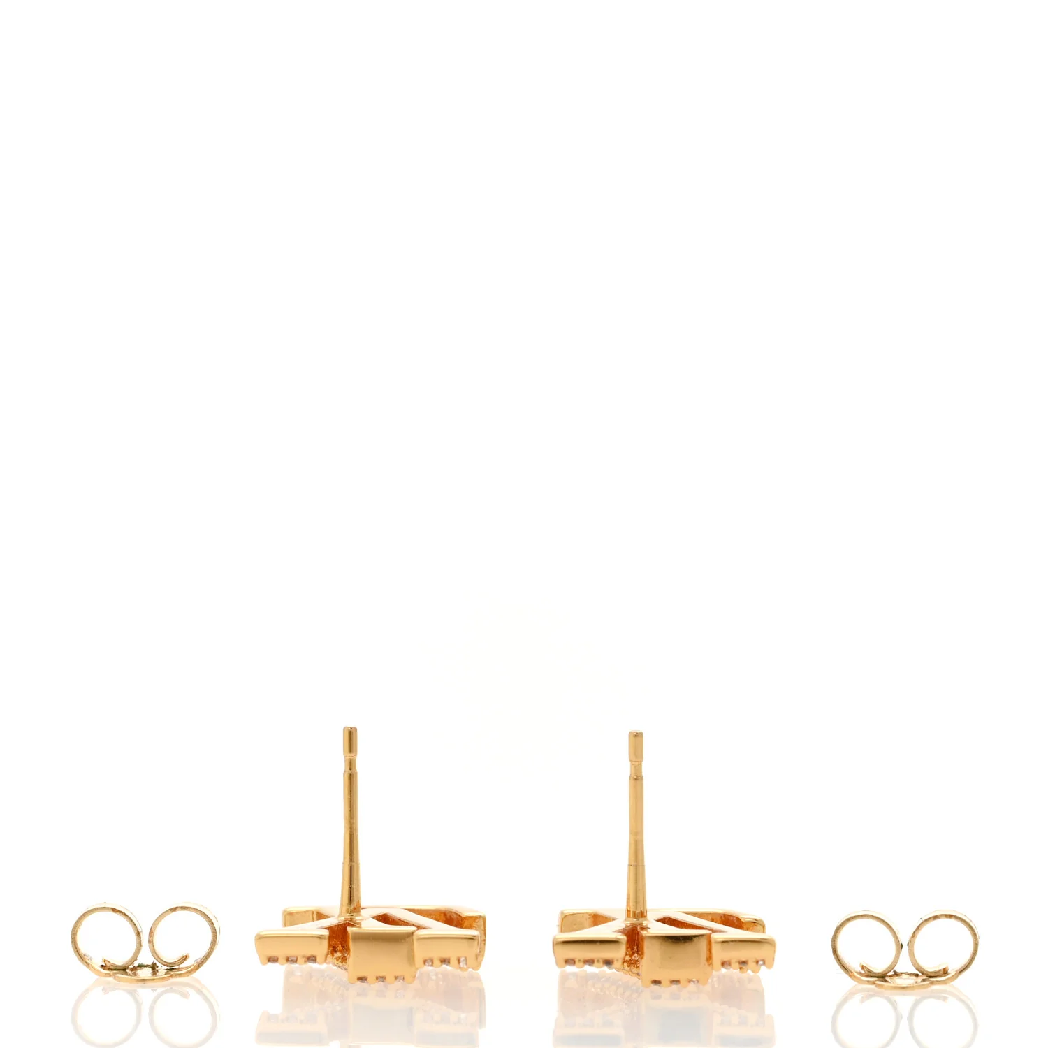 Metal Crystal LV Iconic Earrings Gold - Image 3