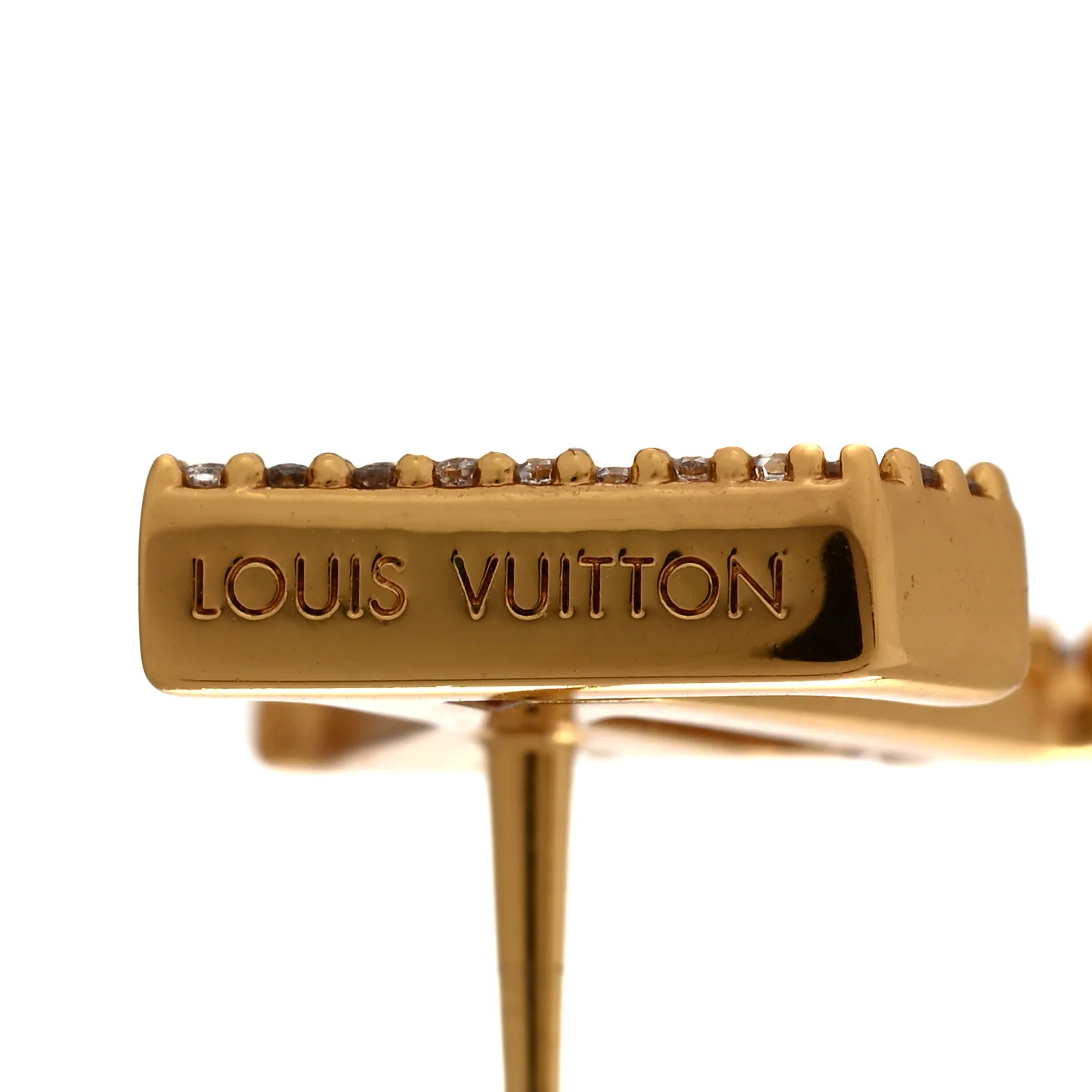 Metal Crystal LV Iconic Earrings Gold - Image 5
