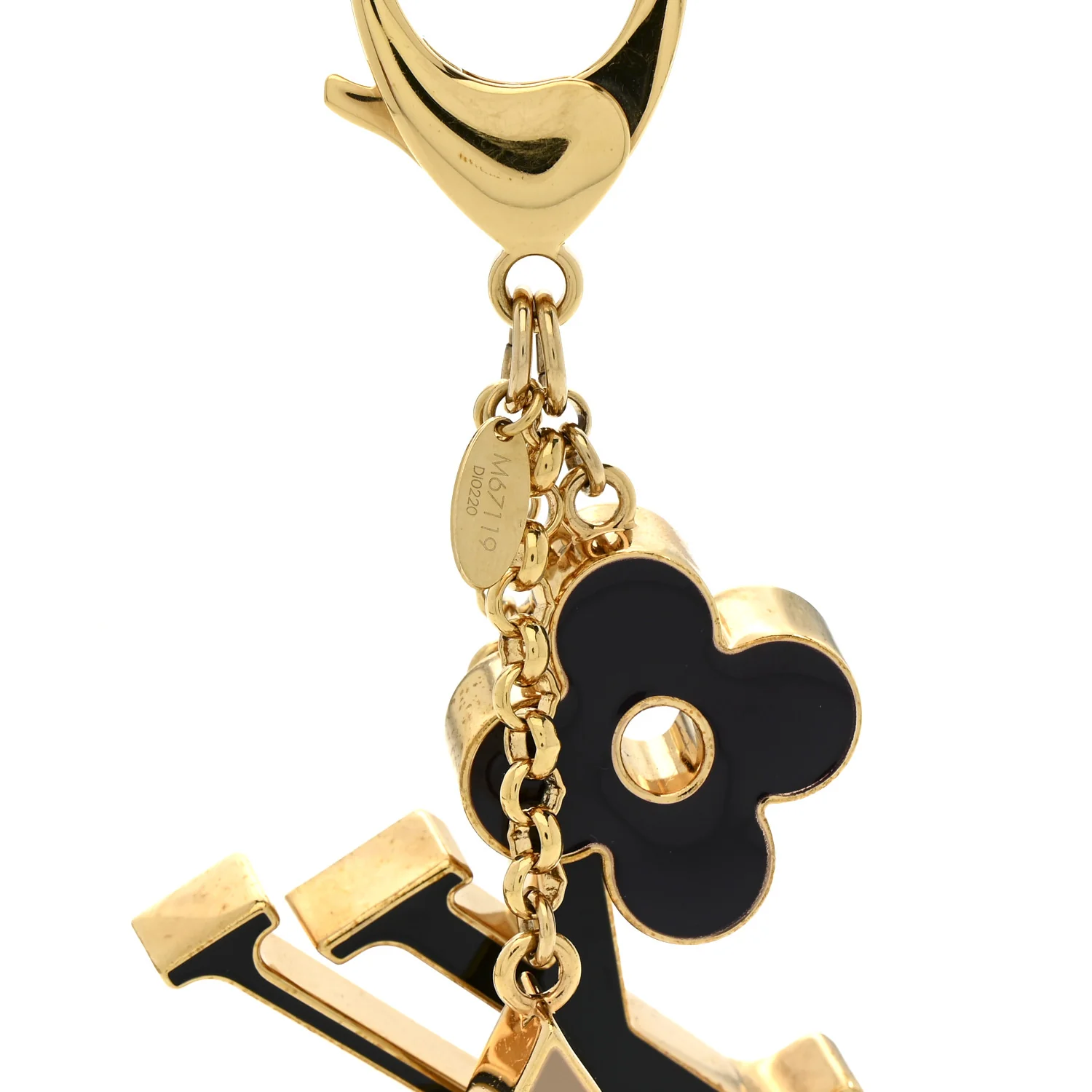 Metal Enamel Fleur De Monogram Bag Charm Dore - Image 4
