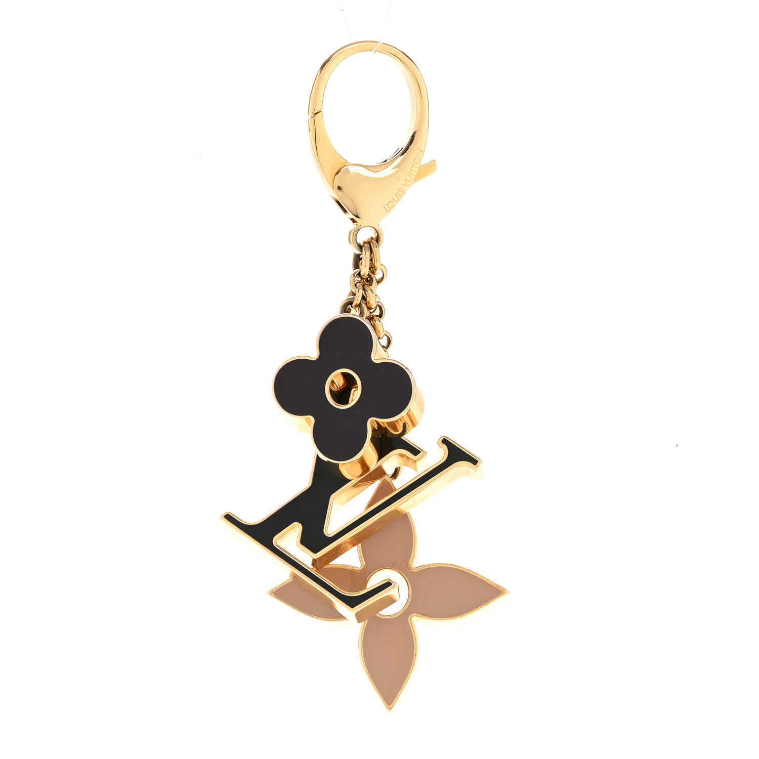 Metal Enamel Fleur De Monogram Bag Charm Dore - Image 2