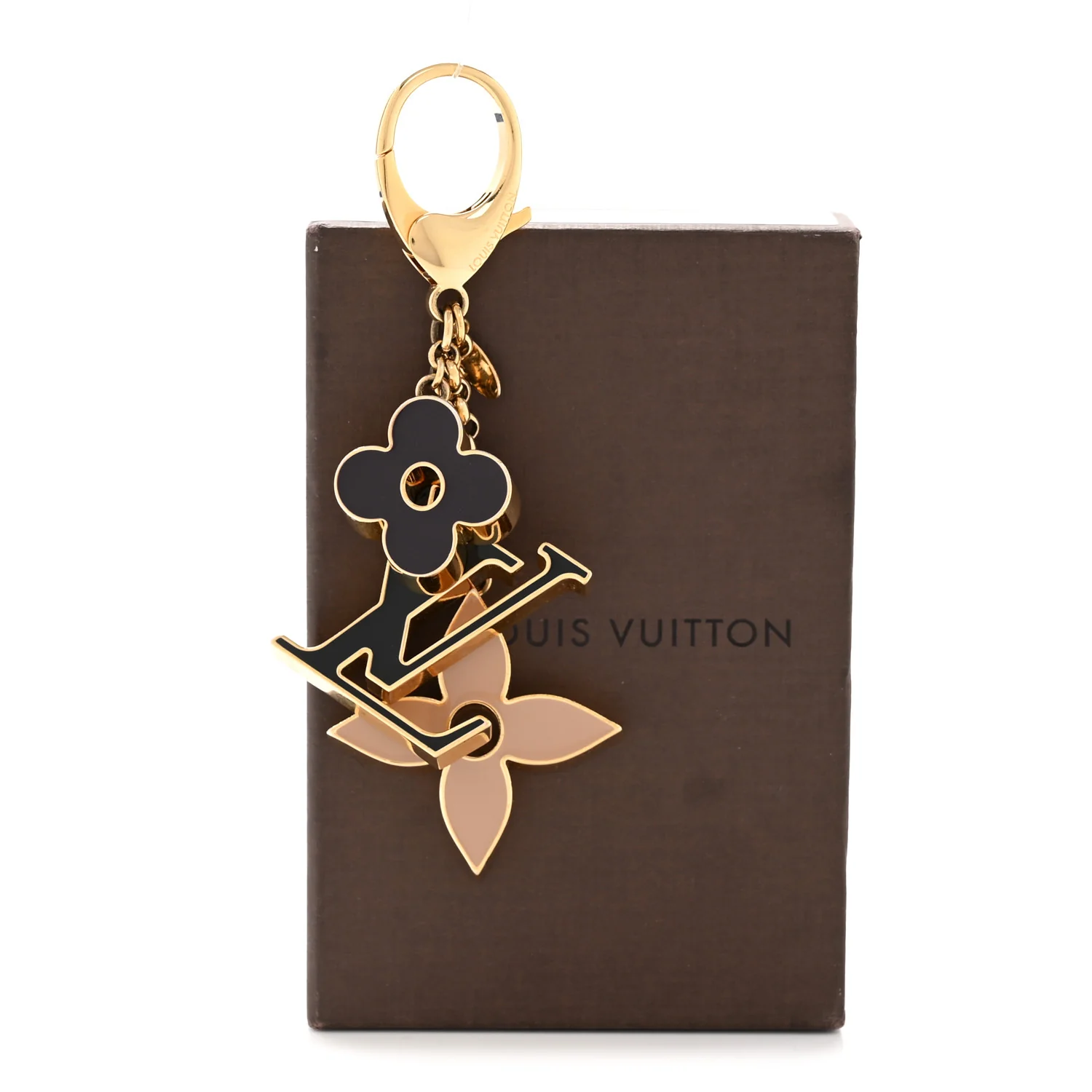 Metal Enamel Fleur De Monogram Bag Charm Dore - Image 9