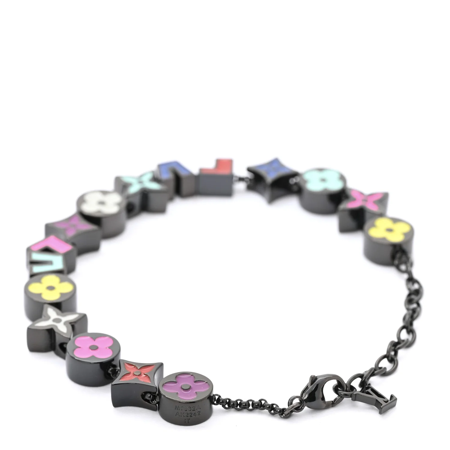 Metal Enamel Monogram Party Bracelet Black Multicolor - Image 3