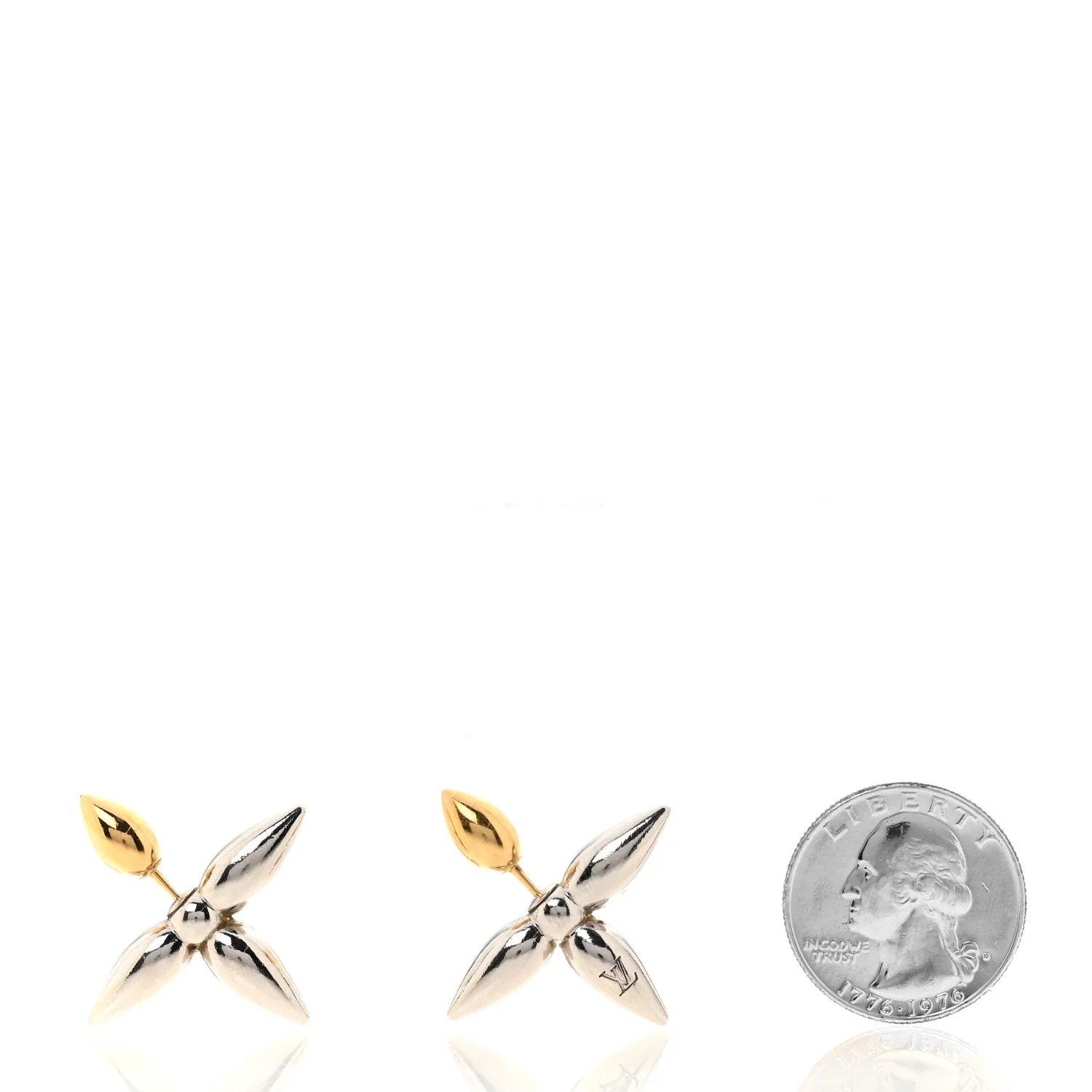 Metal Louisette Earrings Silver Gold - Image 2