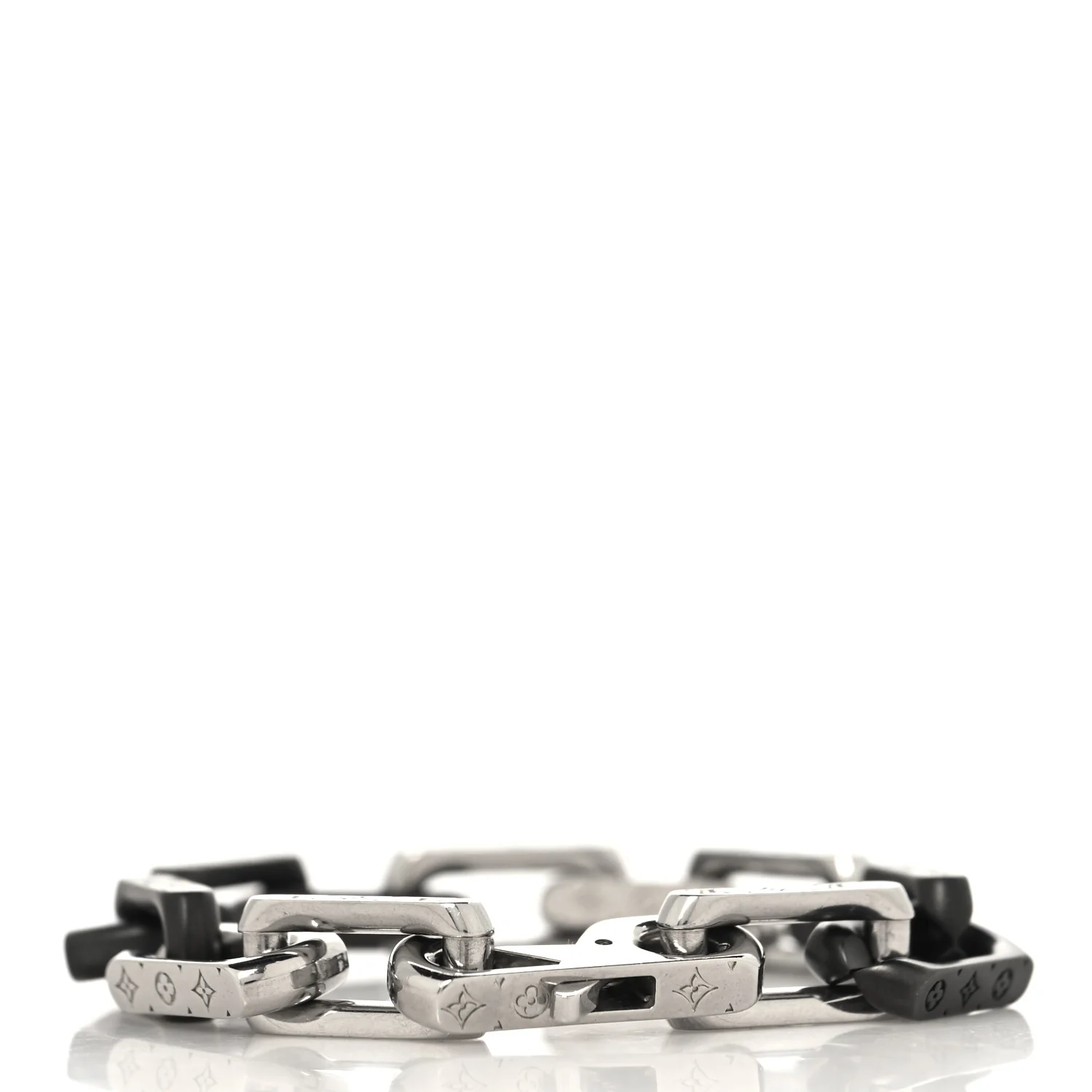 Metal Monogram Chain Bracelet Silver Black - Image 3