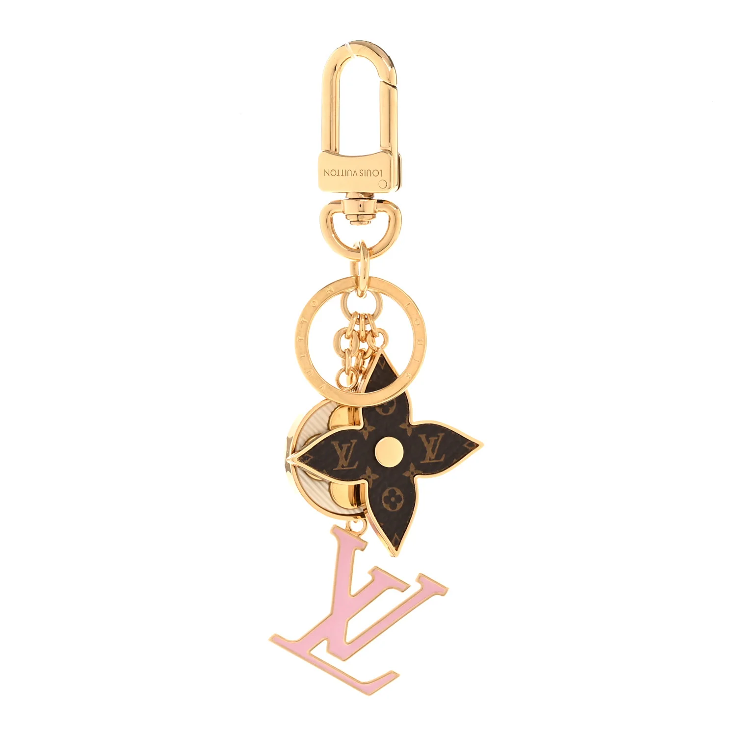 Metal Monogram Epi Spring Street Bag Charm Key Holder Gold