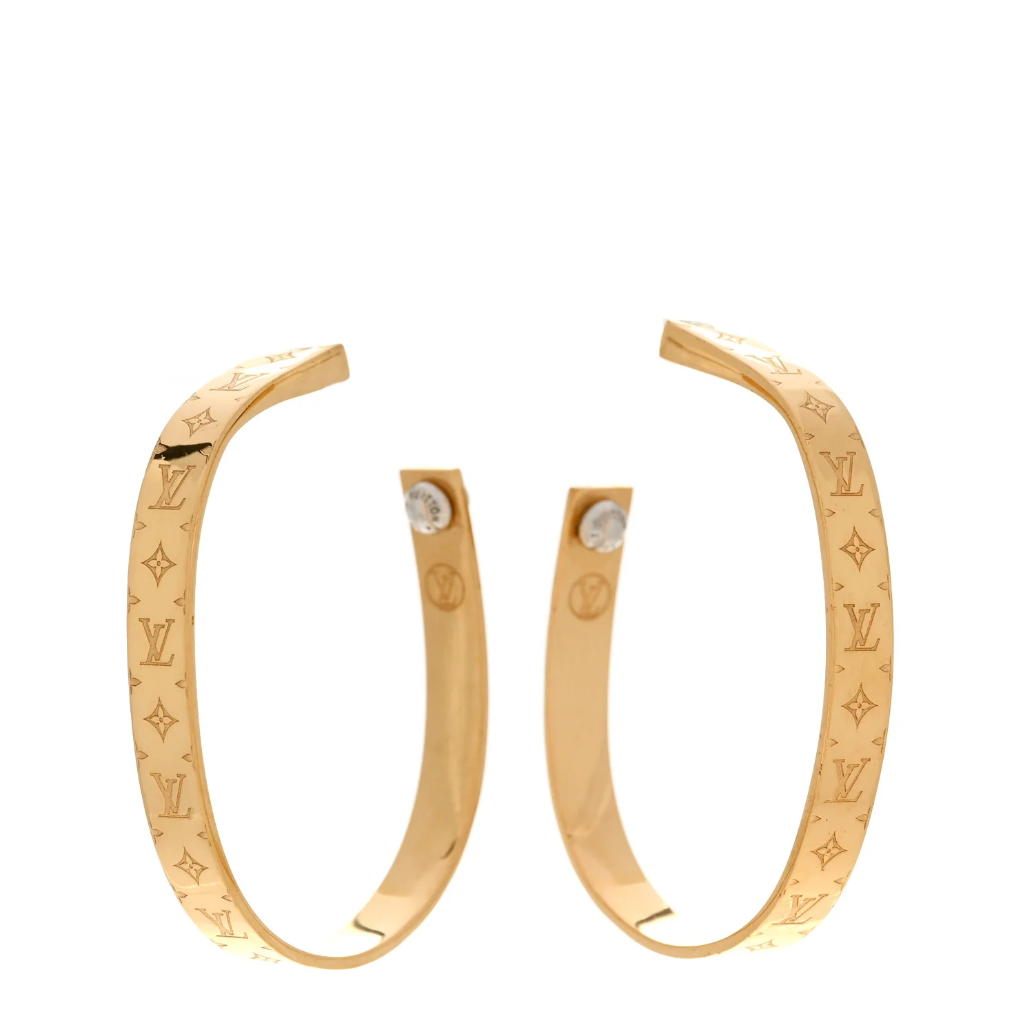 Metal Nanogram Hoop Earrings Gold