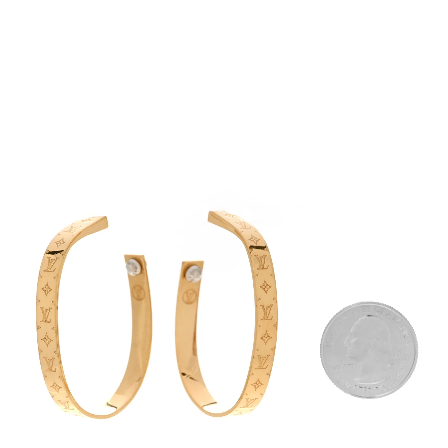Metal Nanogram Hoop Earrings Gold - Image 2