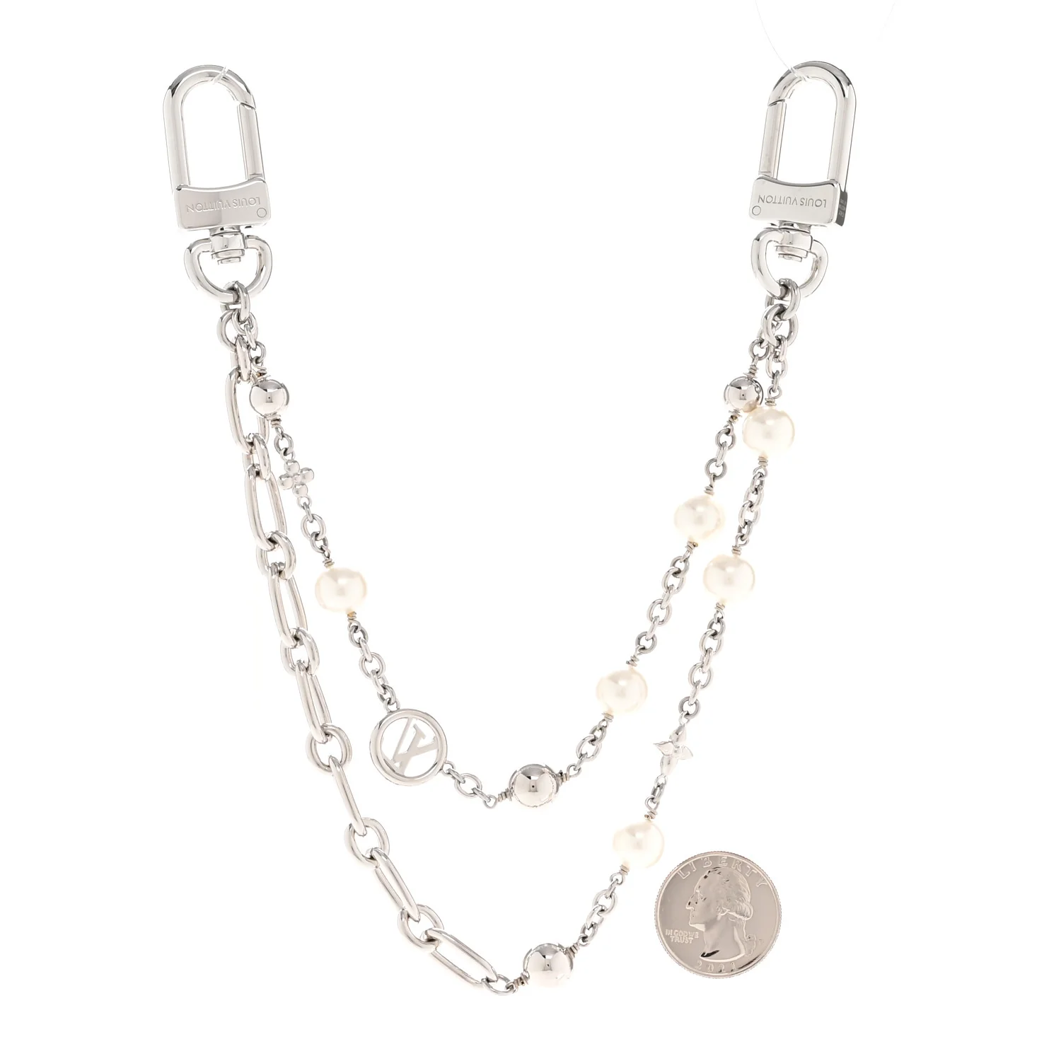 Metal Pearl Chain Midnight Bag Charm Silver - Image 2