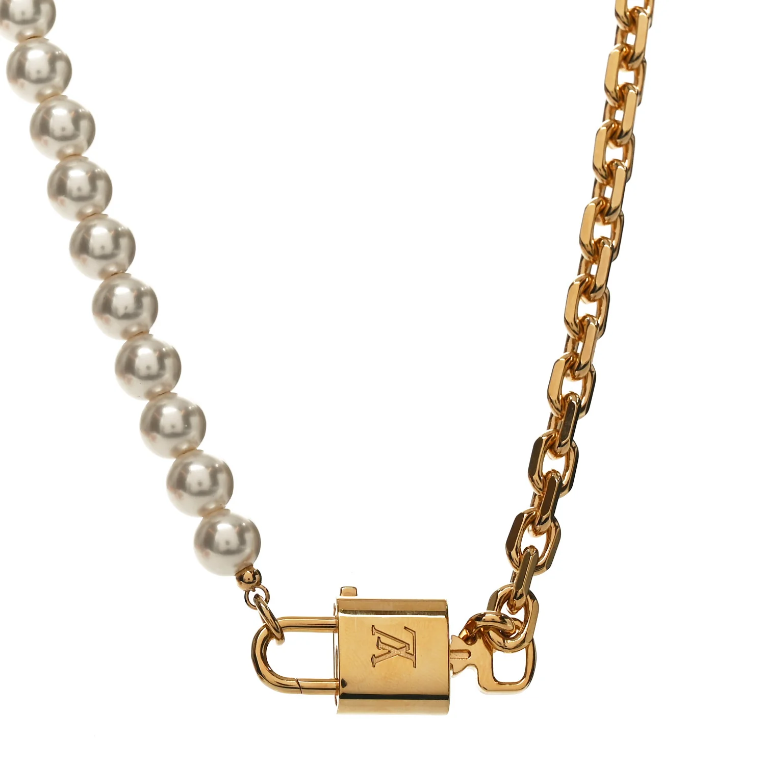 Metal Pearl Pearlock Necklace Gold
