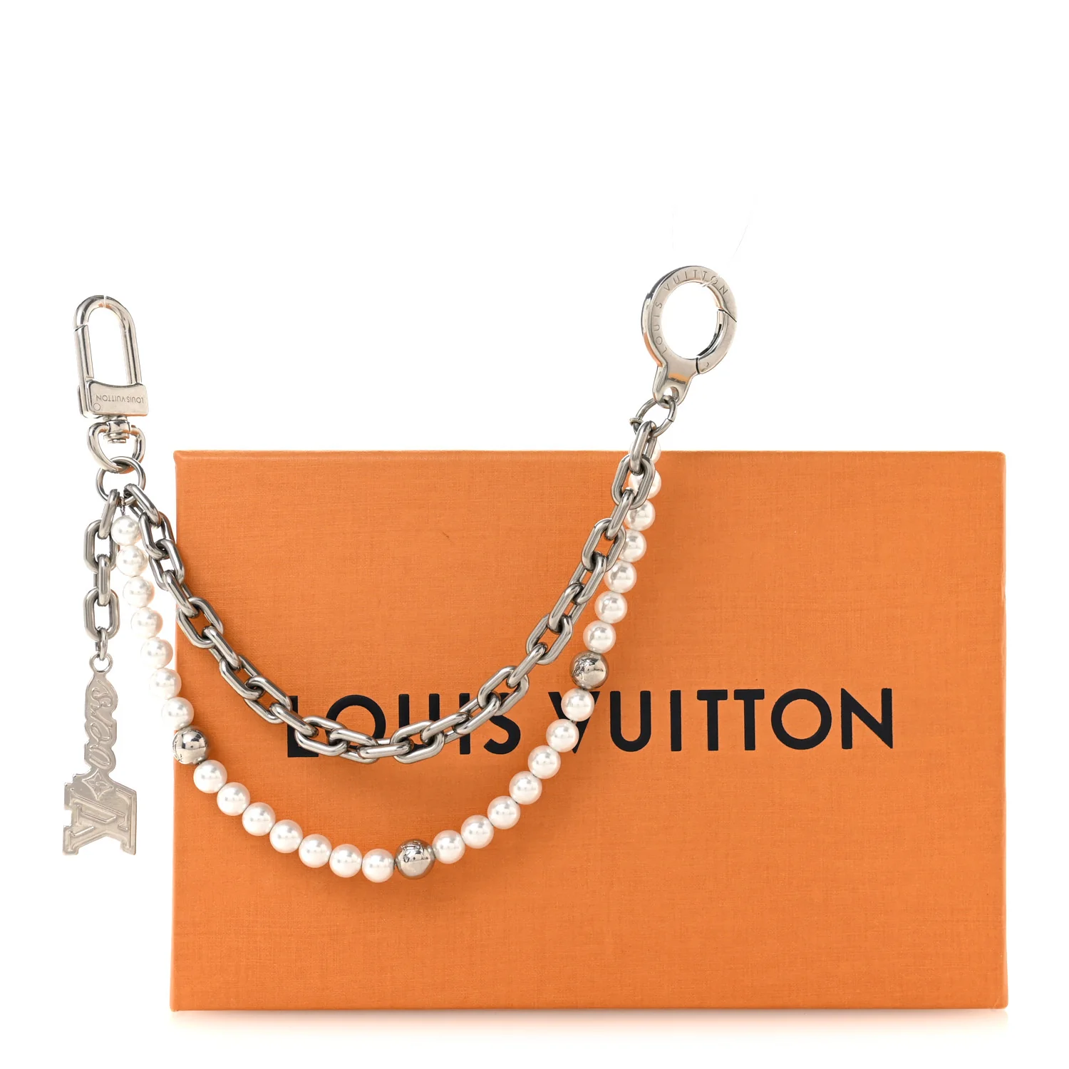 Metal Pearls Mini Chain Belt Bag Charm Silver - Image 5